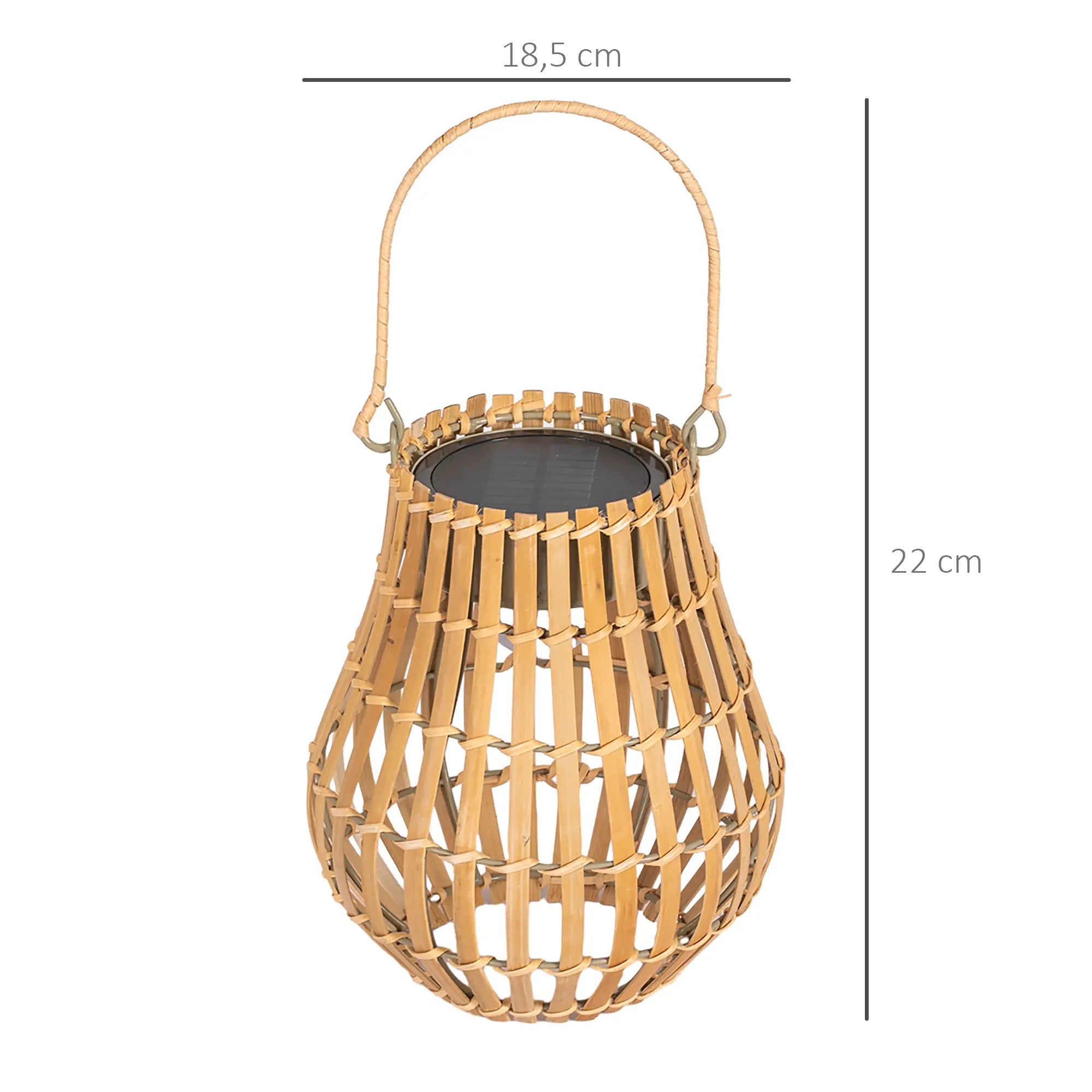 Outsunny Solar Gartenlampe USB aufladbar Bambus-Lampenschirm