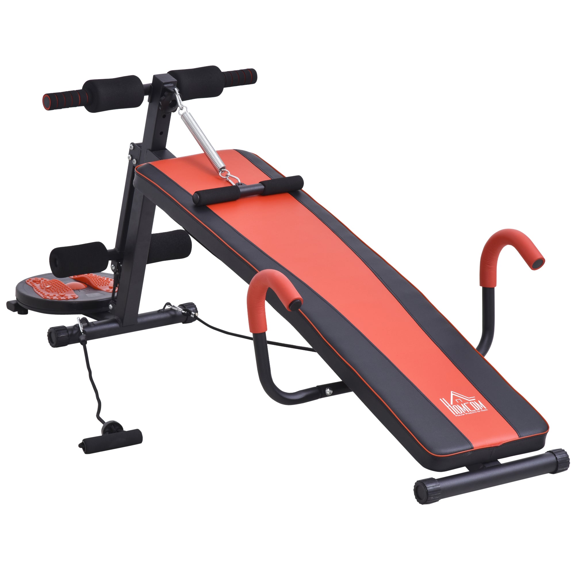 HOMCOM Sit Up Bank klappbar multifunktion Hantelbank mit Widerstand, Trainingsbank für Ganzkörpertraining Flachbank Schrägbank Bauchtrainer für Zuhause Fitnessstudio Fitnessbank bis zu 120 kg