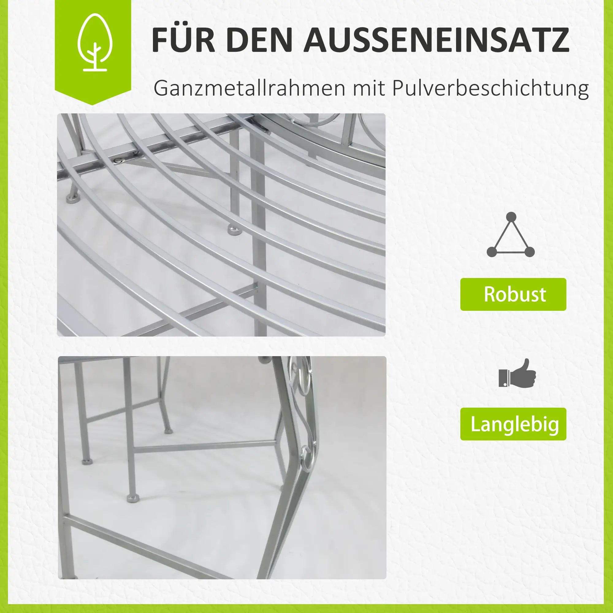 Outsunny Baumbank Rundbank 360° Design große Sitzfläche Metall