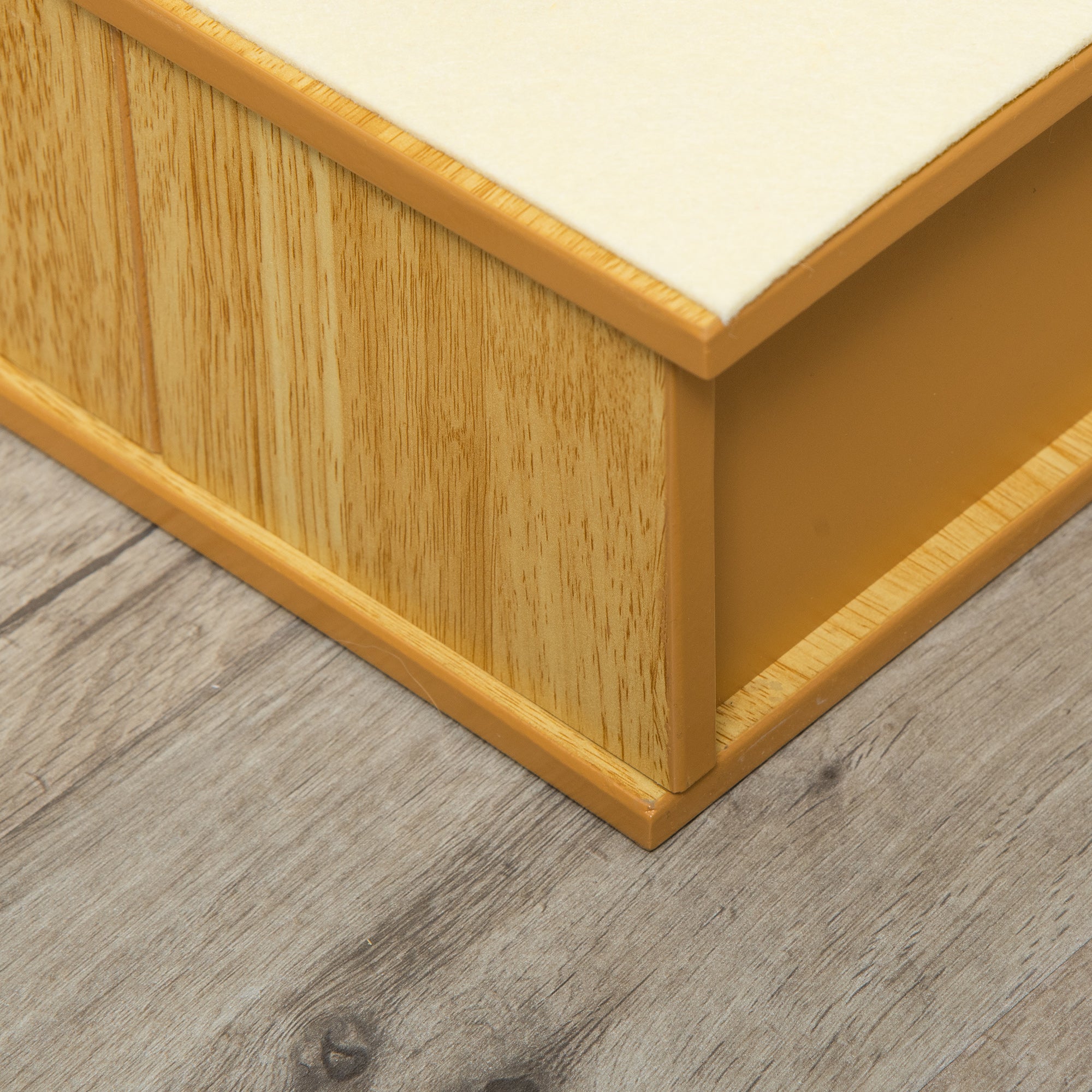 PawHut Haustiertreppe, für Hunde/Katzen, 4-stufig, Kurzplüsch, bis 30 kg, 40 x 59 x 54,2 cm, Natur