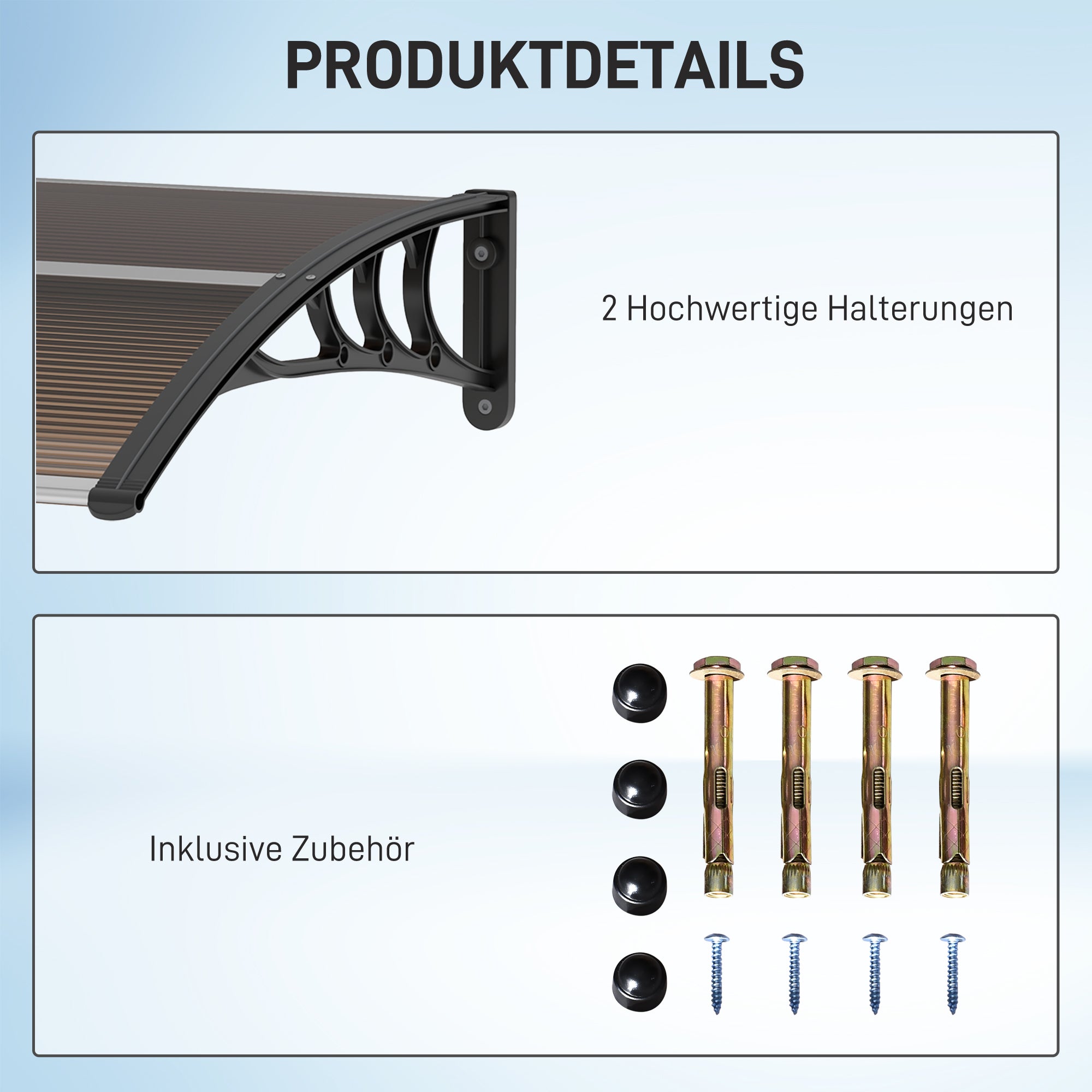 Outsunny Vordach Haustürvordach 120 x 75 cm Pultvordach Überdachung Polycarbonat