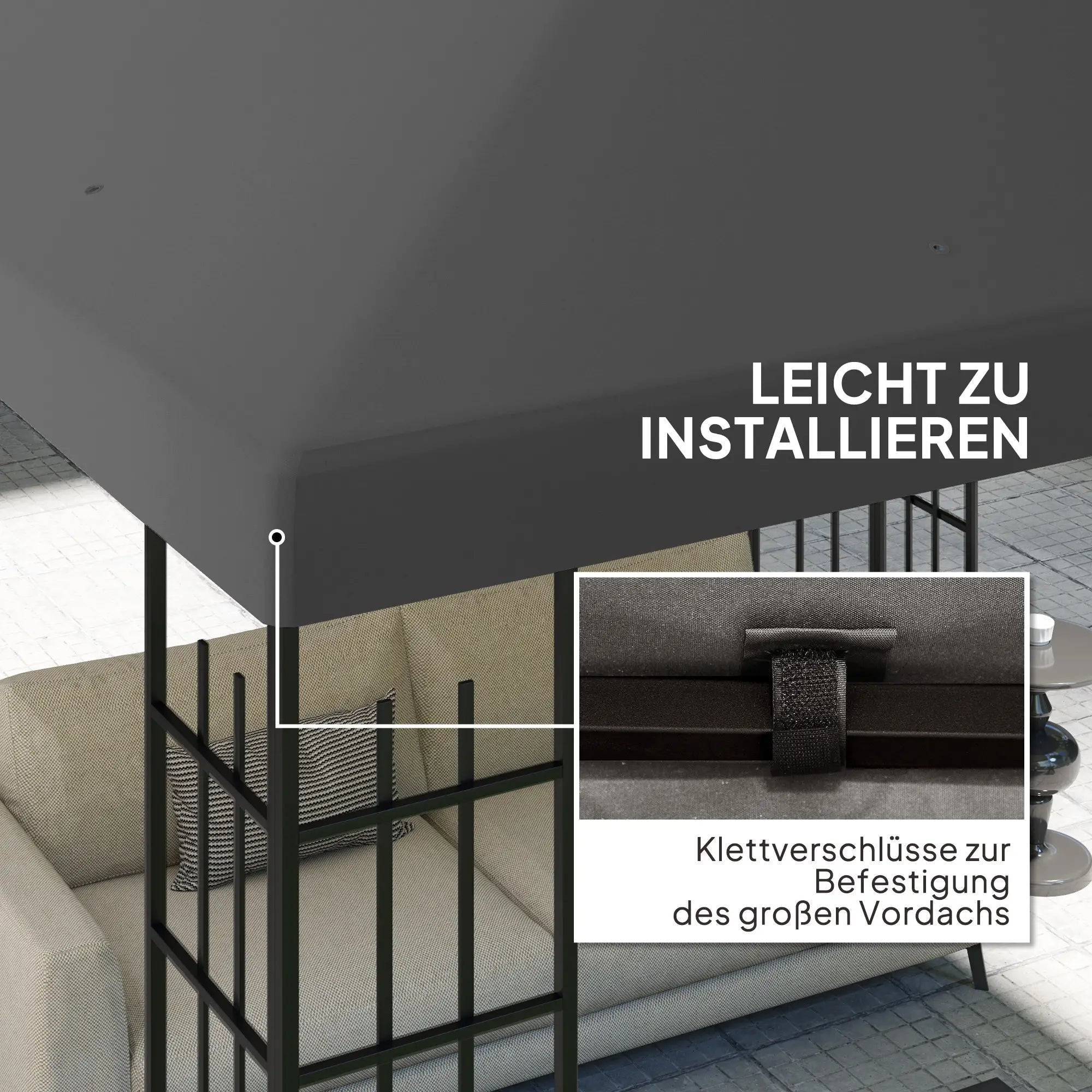 Outsunny Ersatzdach 3×3?m Dunkelgrau