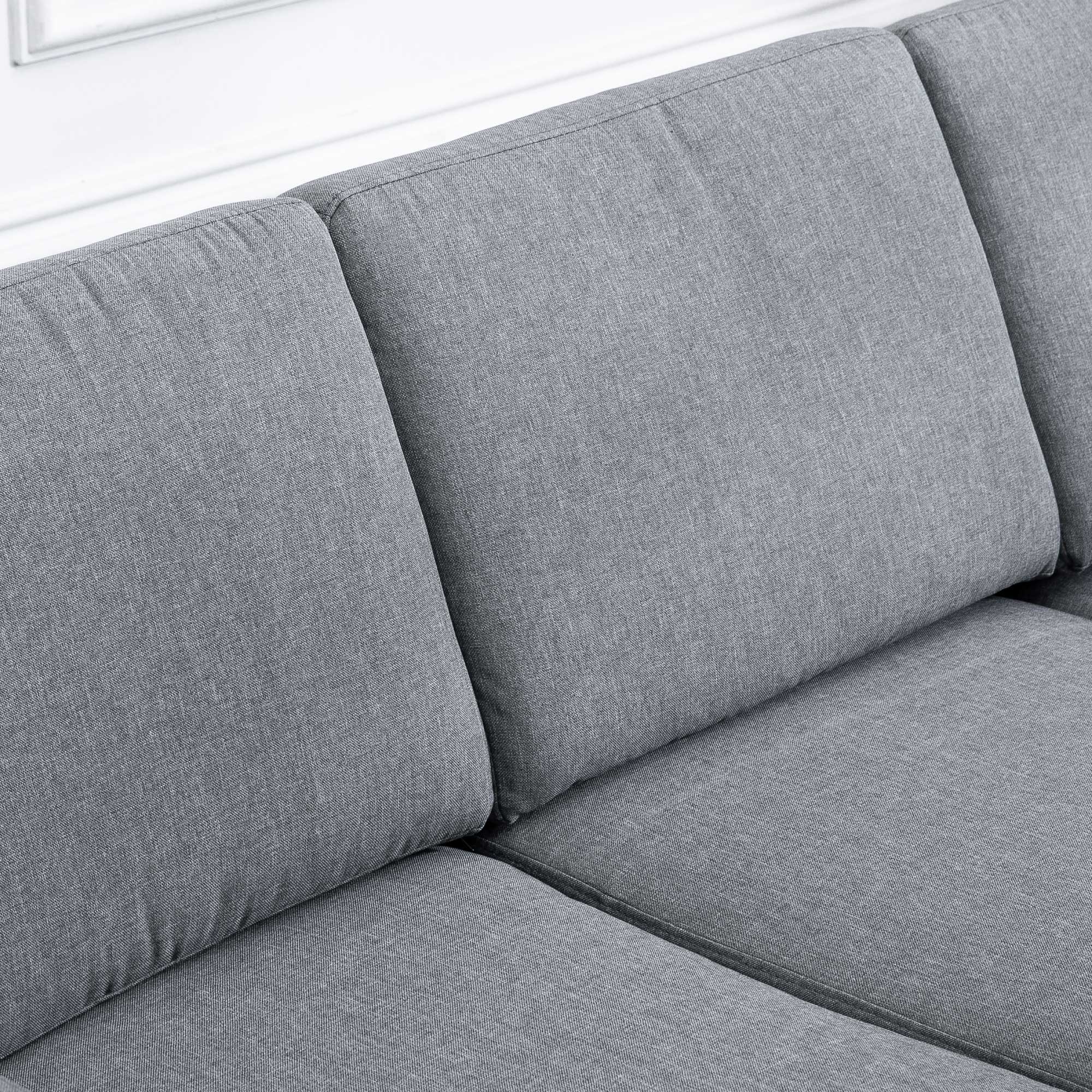 HOMCOM 3 Sitzer Sofa Dreisitzer Stoffsofa mit Kissen Armlehne Leinenoptik für Schlafzimmer 200 x 82 x 78 cm Dunkelgrau