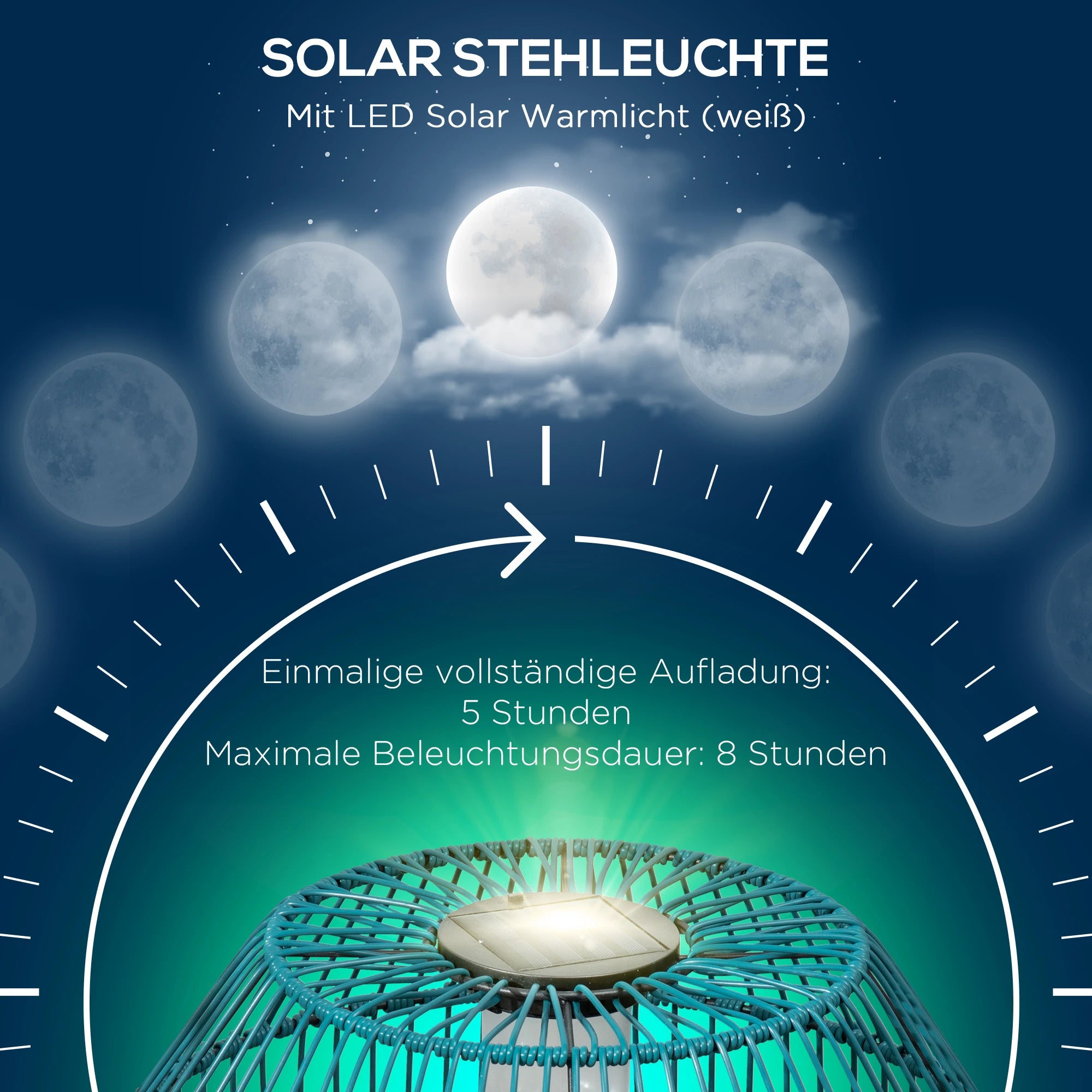 Outsunny Solar Außenleuchte Gartenbeleuchtung Gittergehäuse LED