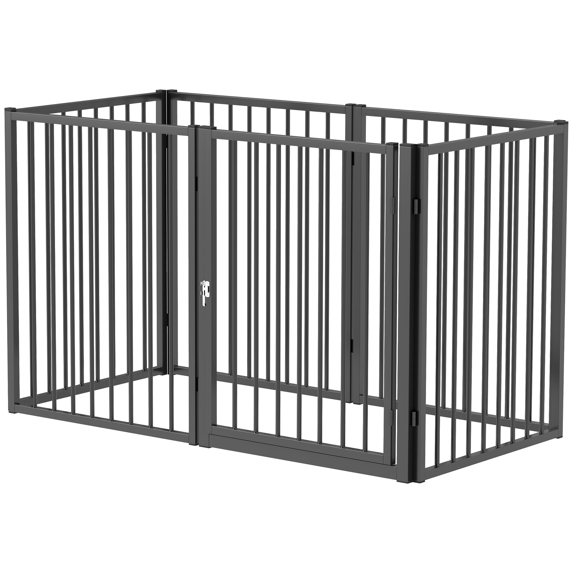 PawHut Welpenauslauf 76?cm 8-teilig mit Tür Schwarz