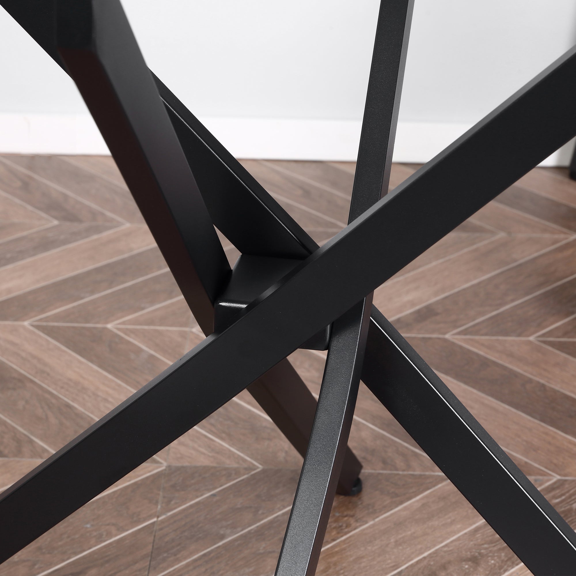 HOMCOM Moderner Glas-Esstisch, 80 cm Durchmesser, Küchentisch mit gehärteter Glasplatte und Metallbeinen, für 4 Personen