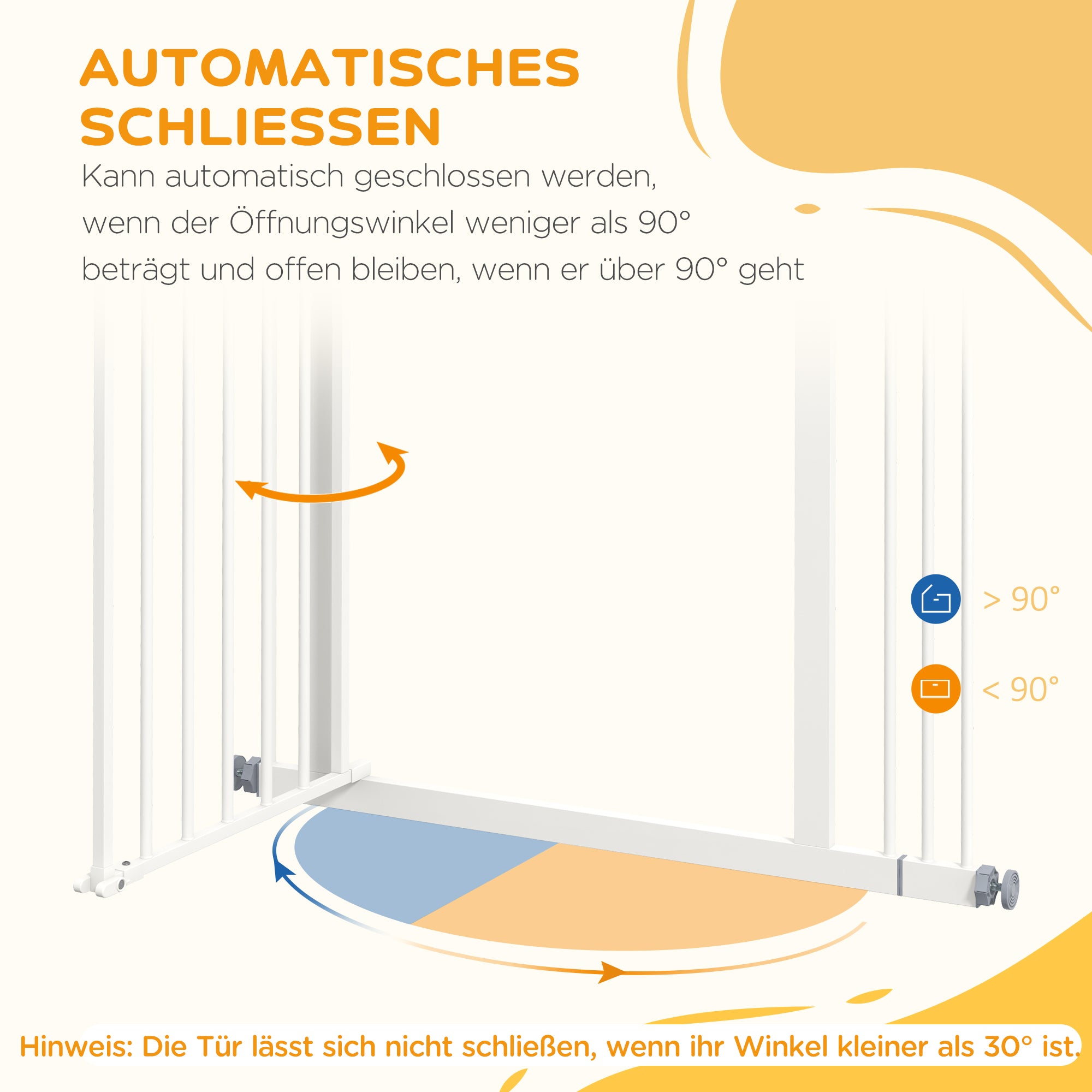 PawHut Türschutzgitter für Hunde, Absperrgitter, Schutzgitter für Haustiere, Metall, Kunststoff, 74-87 cm, Weiß