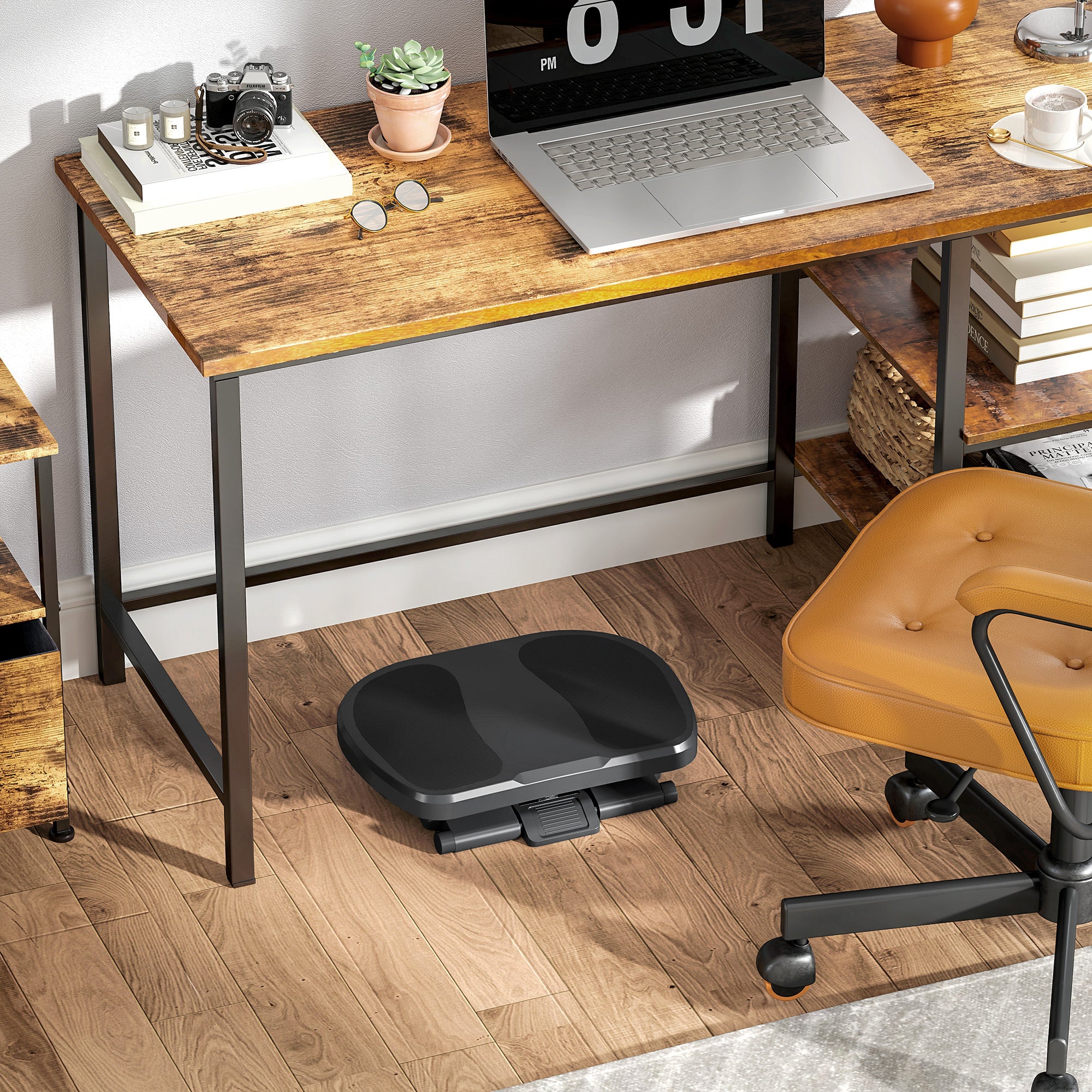 HOMCOM Fußstütze, Fußablage, höhenverstellbar, 0-30° neigbar, Grau