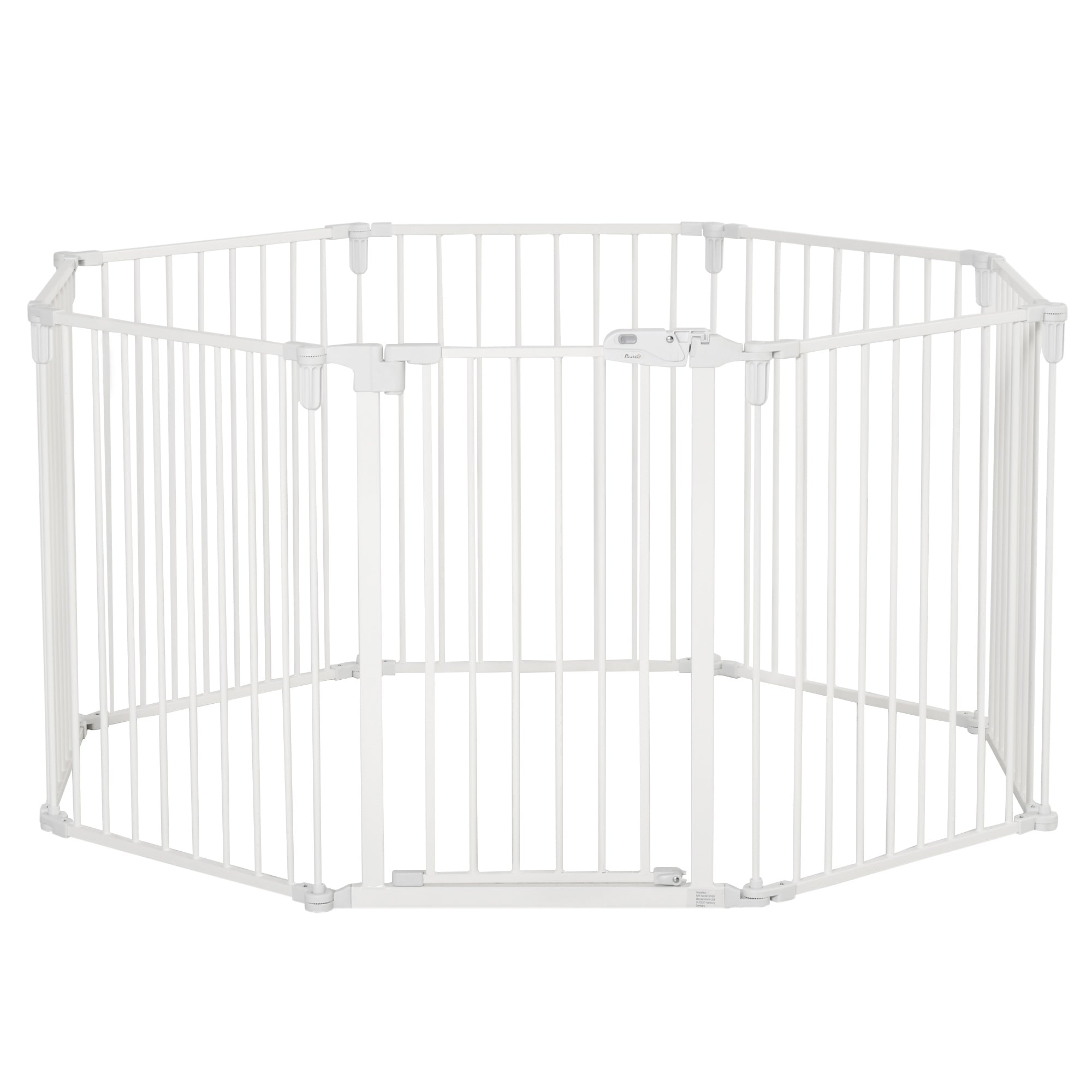 PawHut Welpenauslauf Freigehege für Hund Schutzgitter mit Tür Kaminschutzgitter flexible klappbar 8 Paneele je 60 x 76 cm Weiß