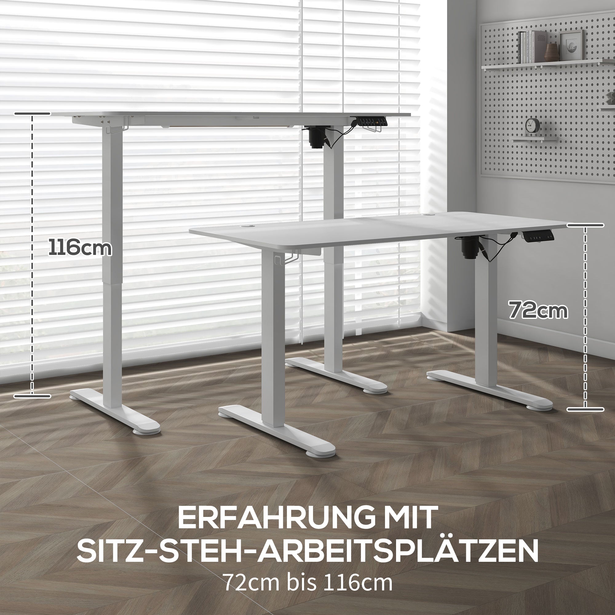 Vinsetto Stehpult höhenverstellbarer Computertisch Schreibtisch, 140 cm x 70 cm x 116 cm, Weiß