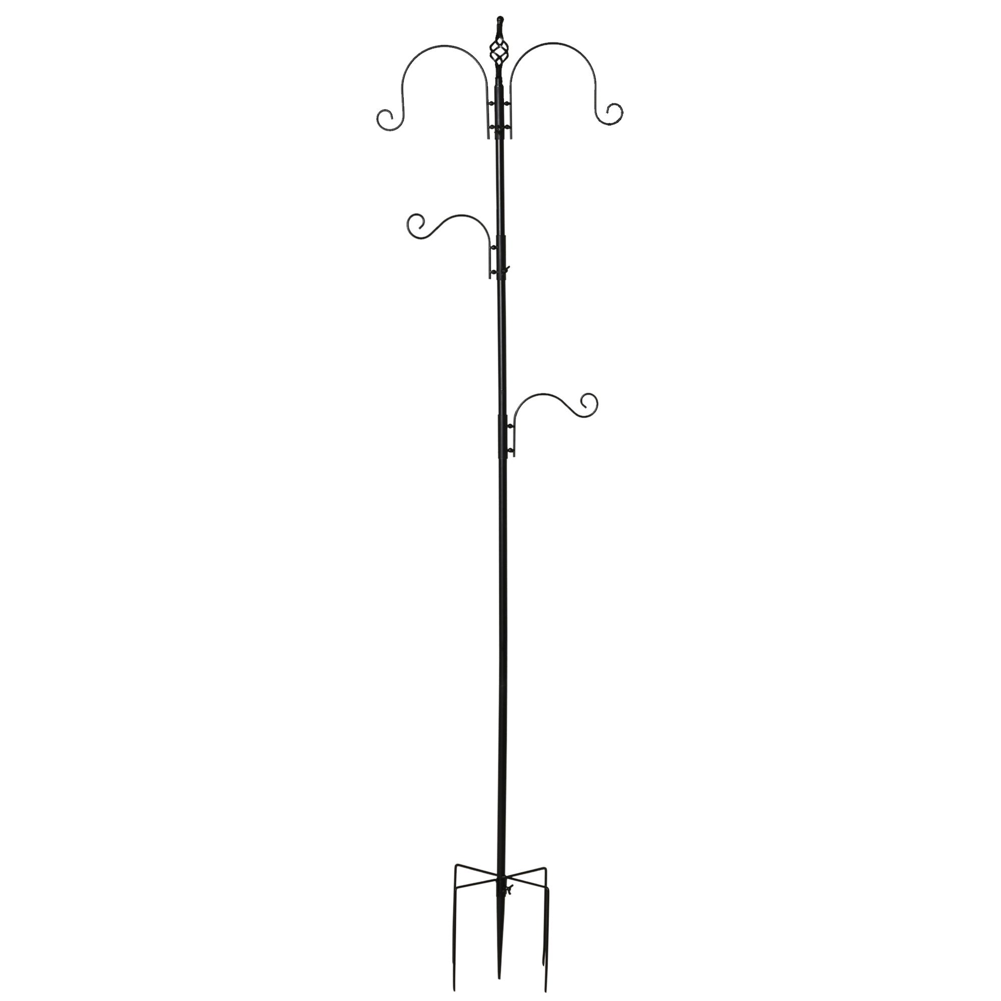 PawHut Vogelfutterstation, Outdoor-Futterspender, 4 Haken, Stahl, Schwarz