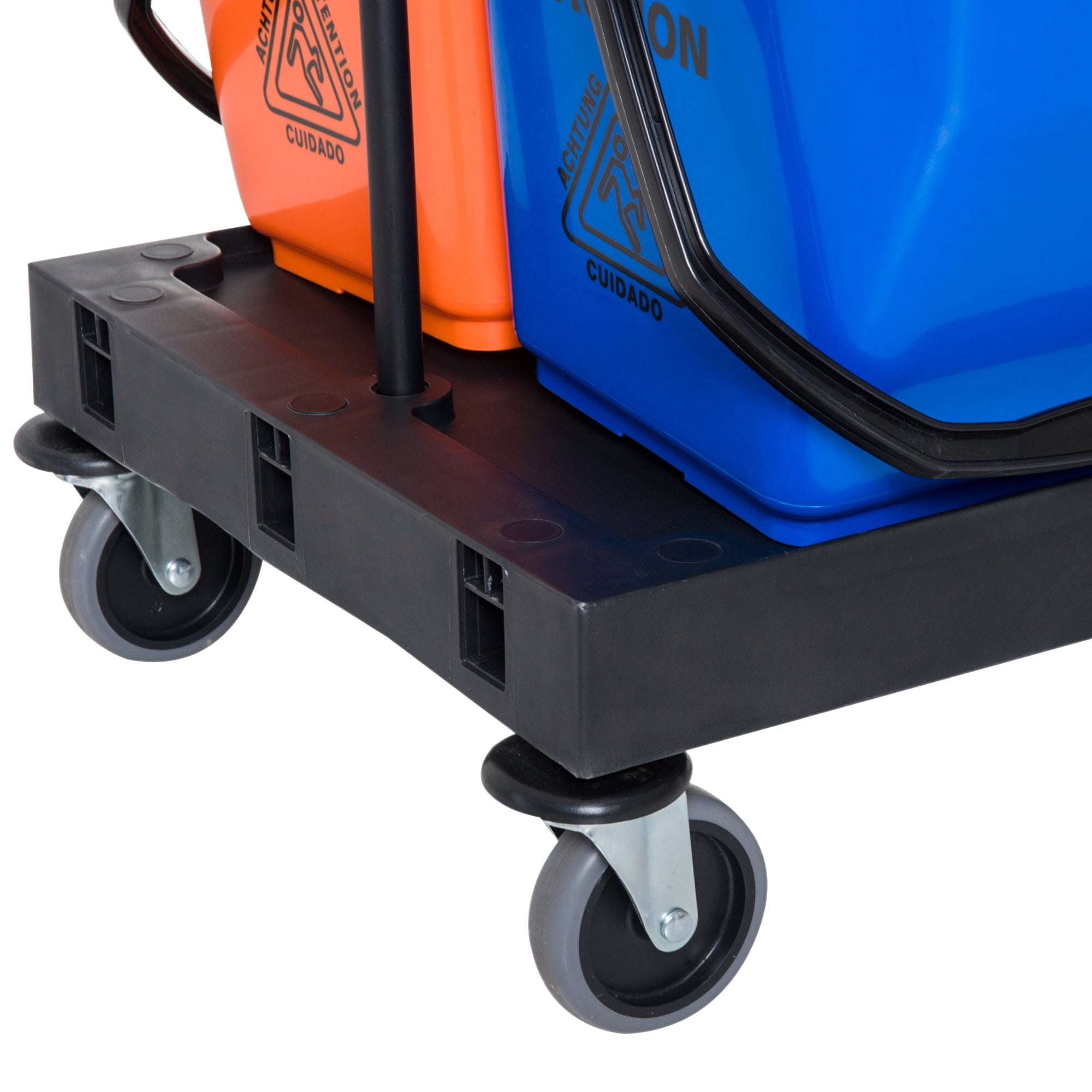 HOMCOM Putzwagen Reinigungswagen Wischwagen Systemwagen mit 4 leichtgängigen Rollen Schwarz+Blau+Orange 111 × 63,3 × 103 cm