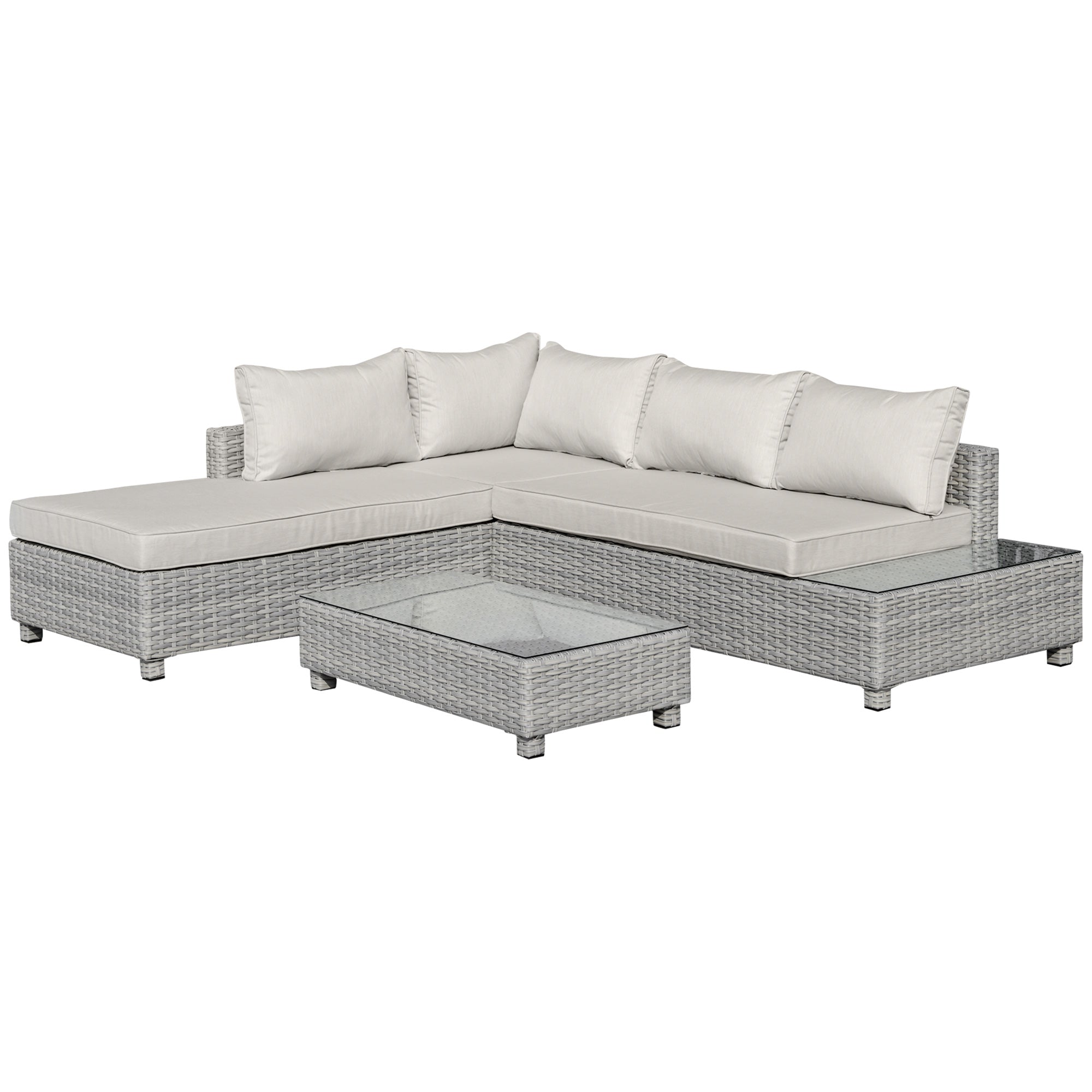 Outsunny Polyrattan Gartenmöbelset 3-tlg. verstellbar Aluminium