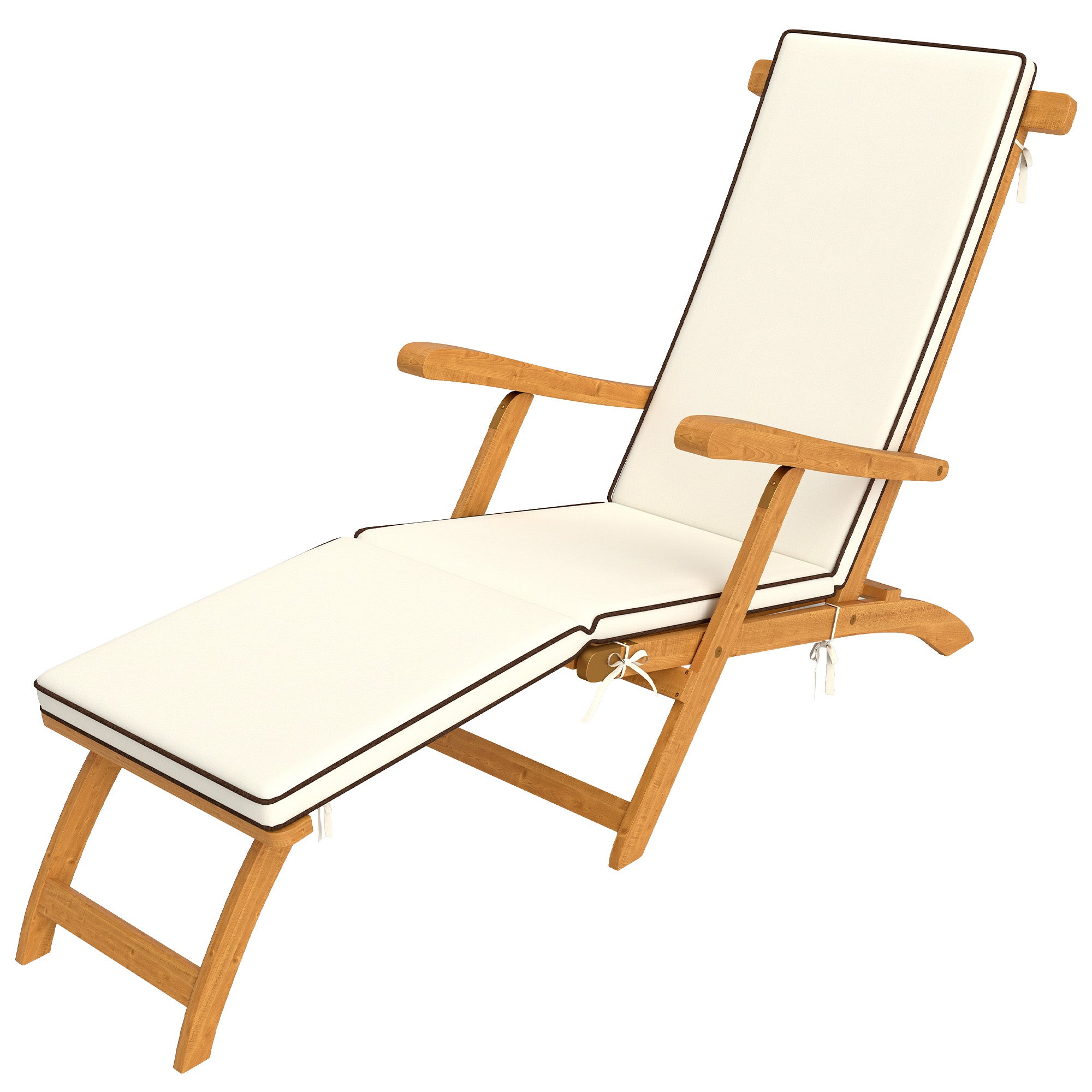 Outsunny Sonnenliege Holz klappbar Gartenliege mit Fußstütze, Matratze, Liegestuhl bis 160 kg belastbar Teak