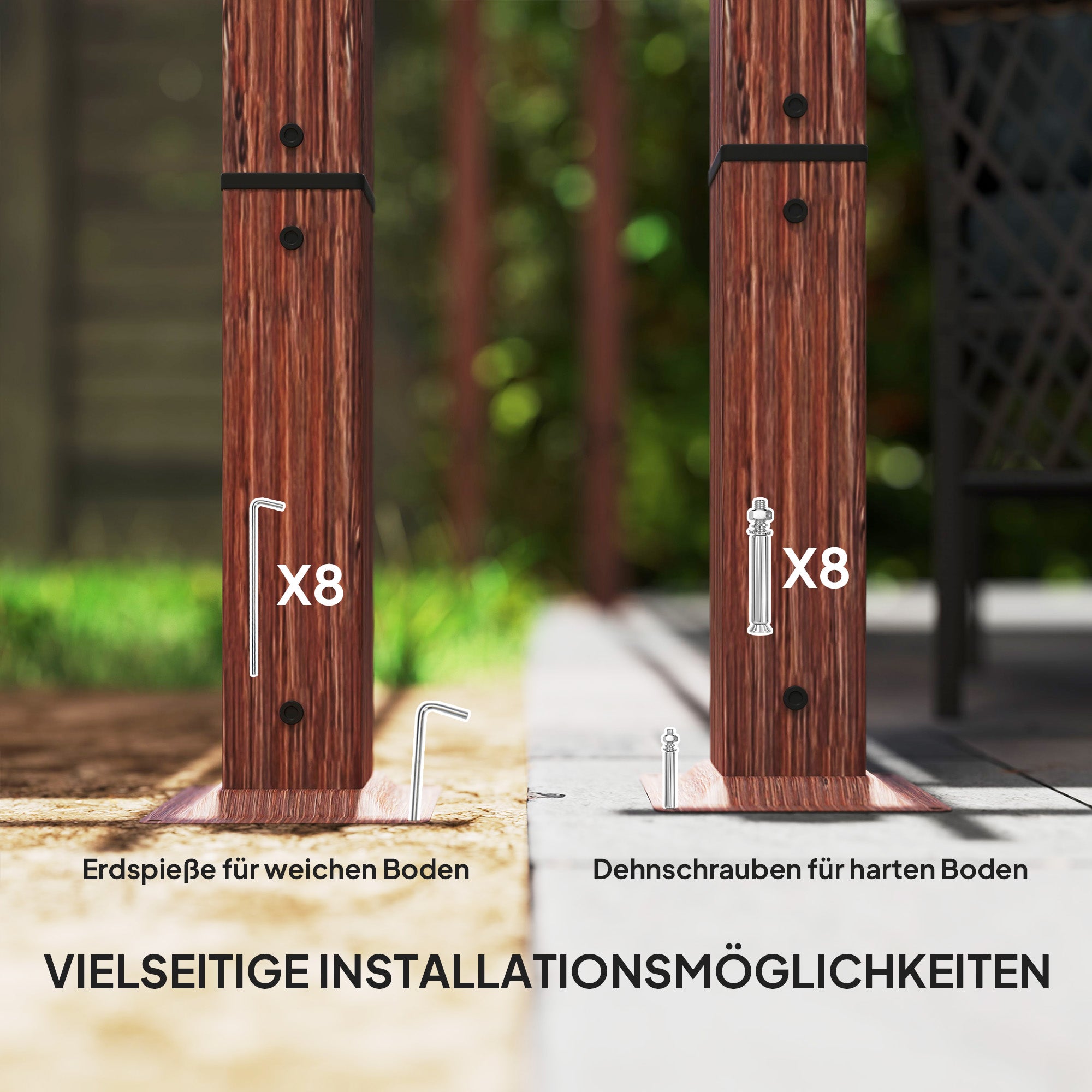 Outsunny 3 x 3 m Garten-Pergola, Verstellbares Terrassendach, Aluminium-Rahmen, UPF30+ Sonnenschutz, Naturholz