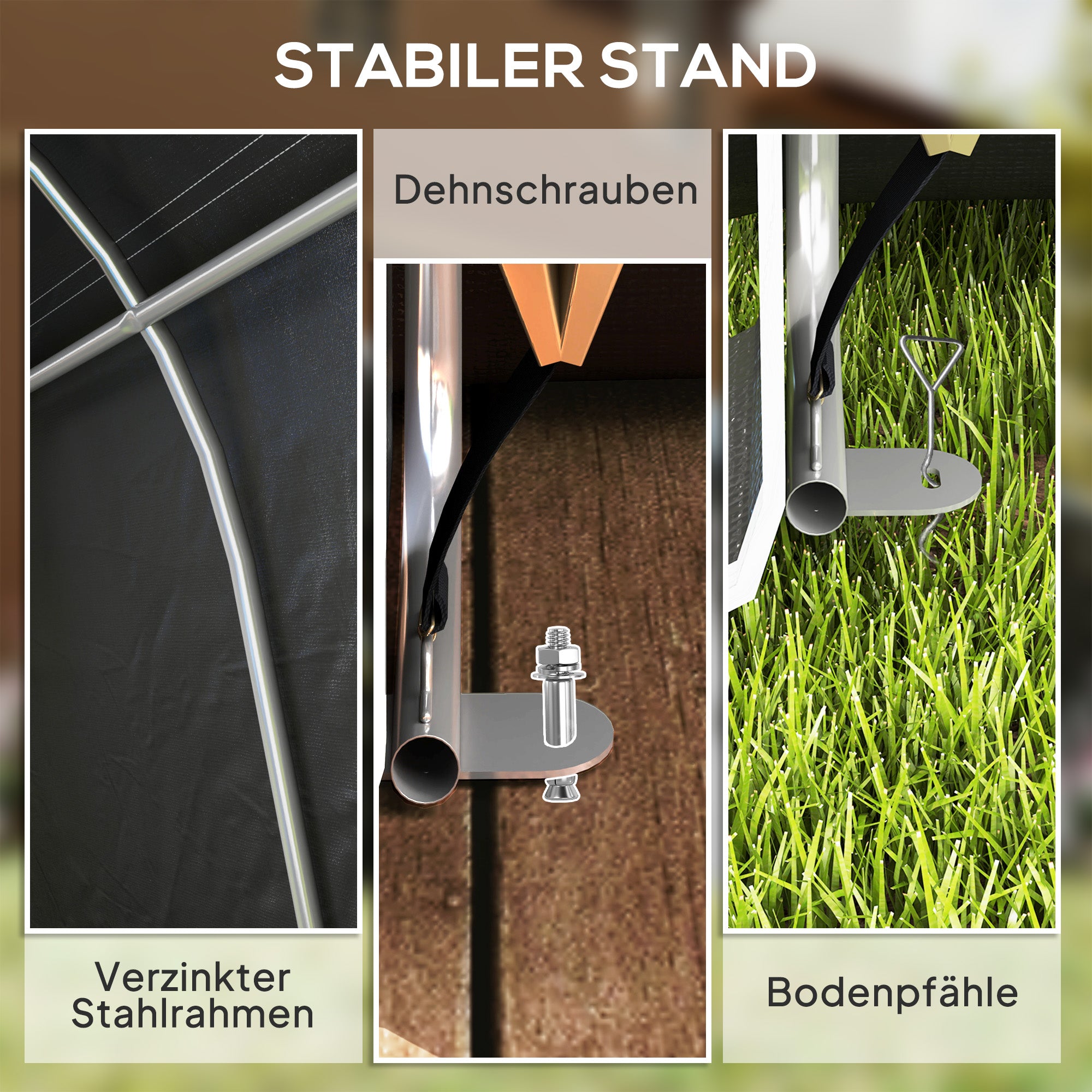 Outsunny /Gartenschuppen mit Kunststoff-Plane, Werkzeugzelt, aufstellbare Garage, 300B x 450T x 230H cm, Dunkelgrau