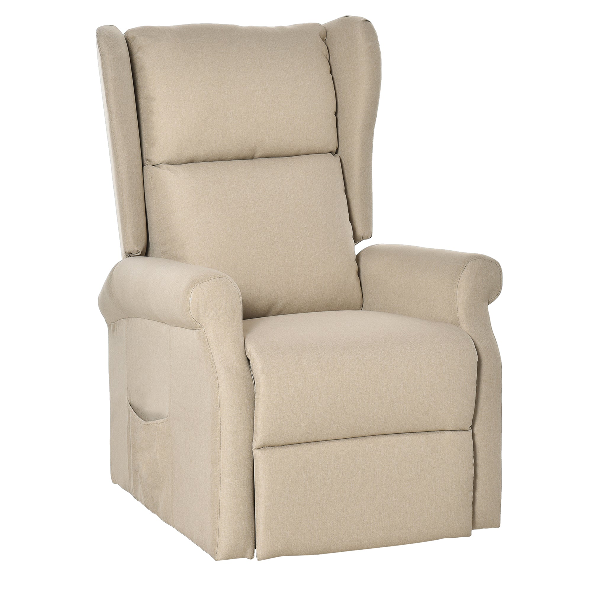 HOMCOM Relaxsessel mit Liegefunktion elektrisch, Seniorensessel mit Aufstehhilfe, , bis 200kg, 72,5x94x109cm, Creme