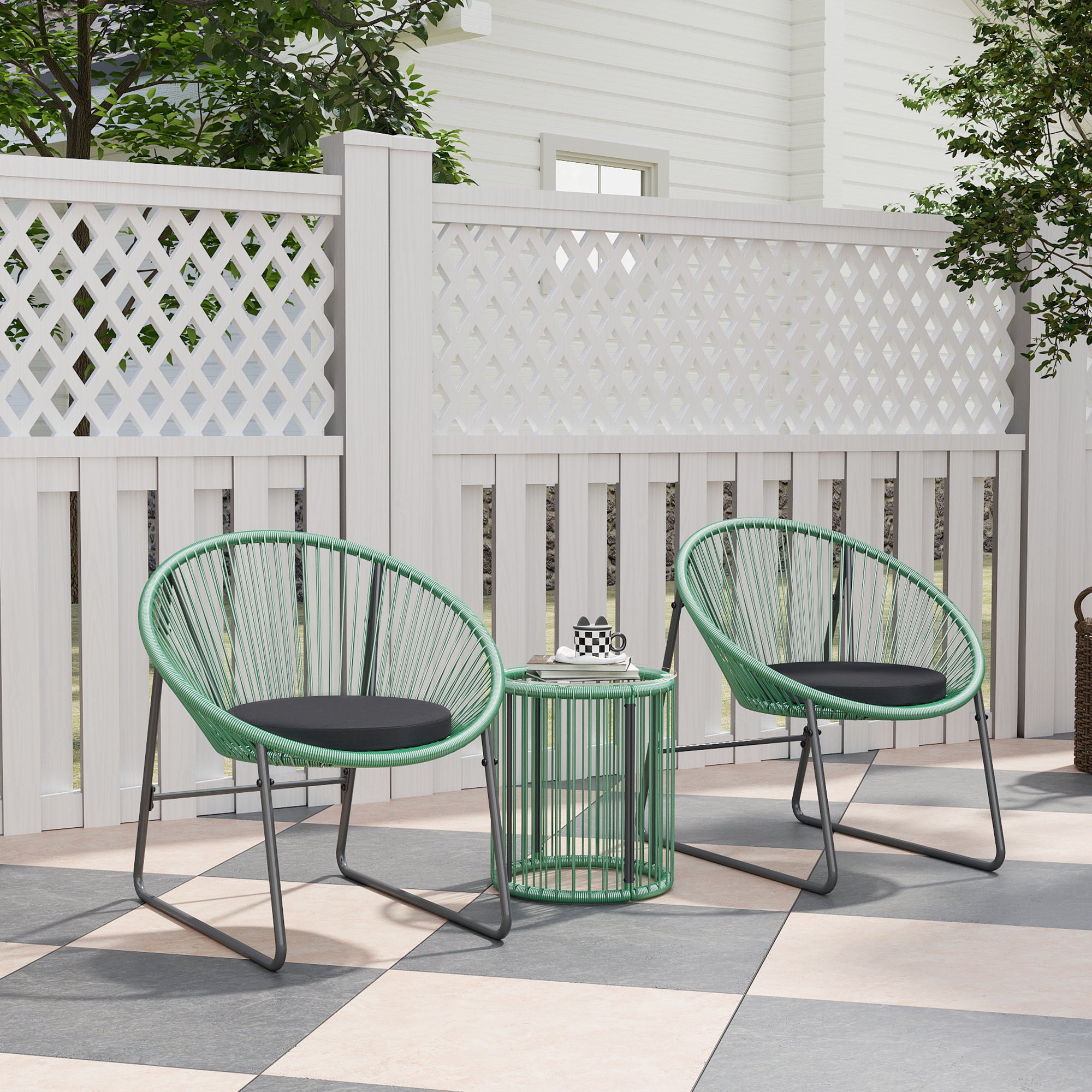 Outsunny Polyrattan Gartenmöbelset 3-teilig Outdoor wetterfest Balkon