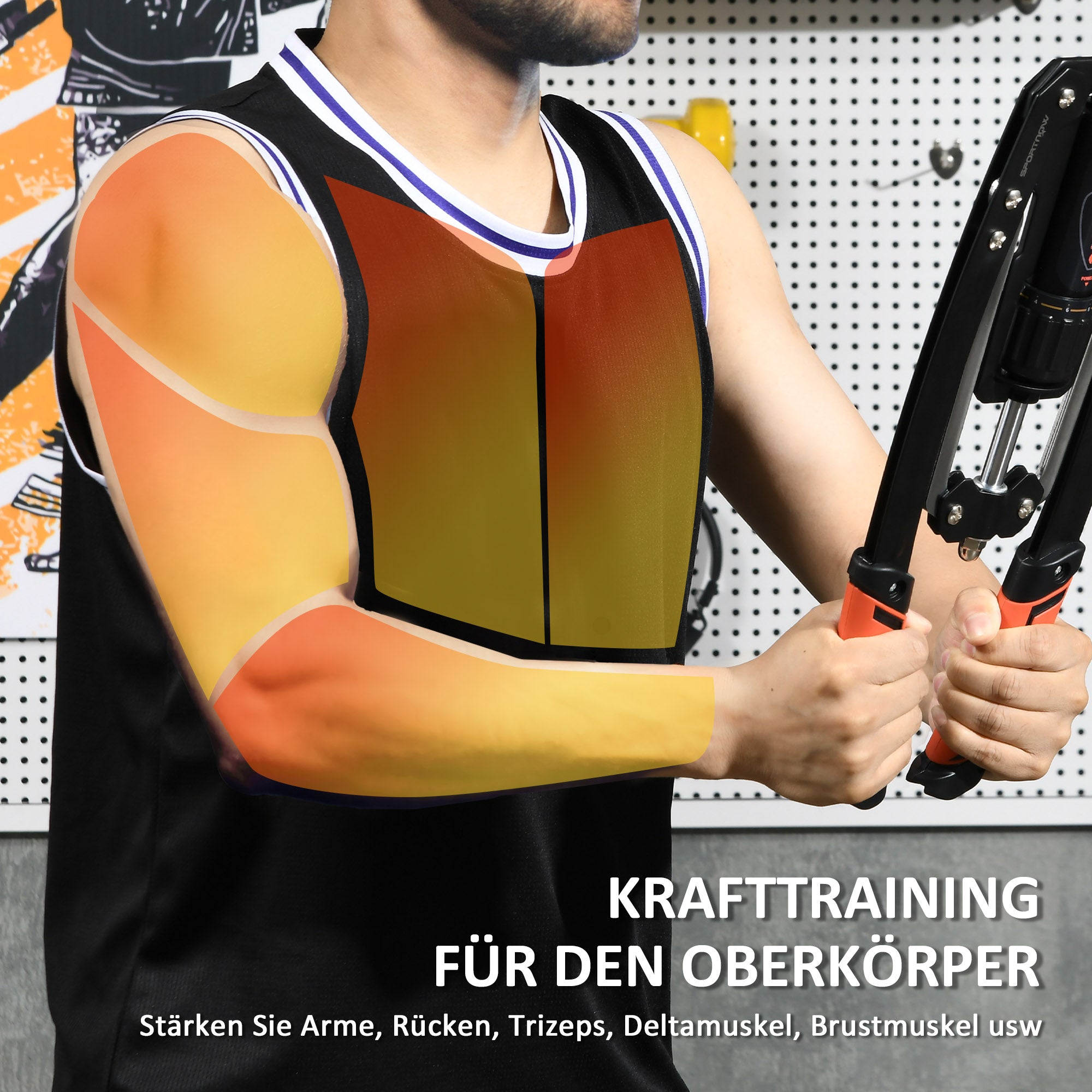 SPORTNOW Power Twister 10-200kg Armtrainer Einstellbare Hydraulische Armtrainingsgerät 43 x 16 x 5 cm Schwarz+Rot