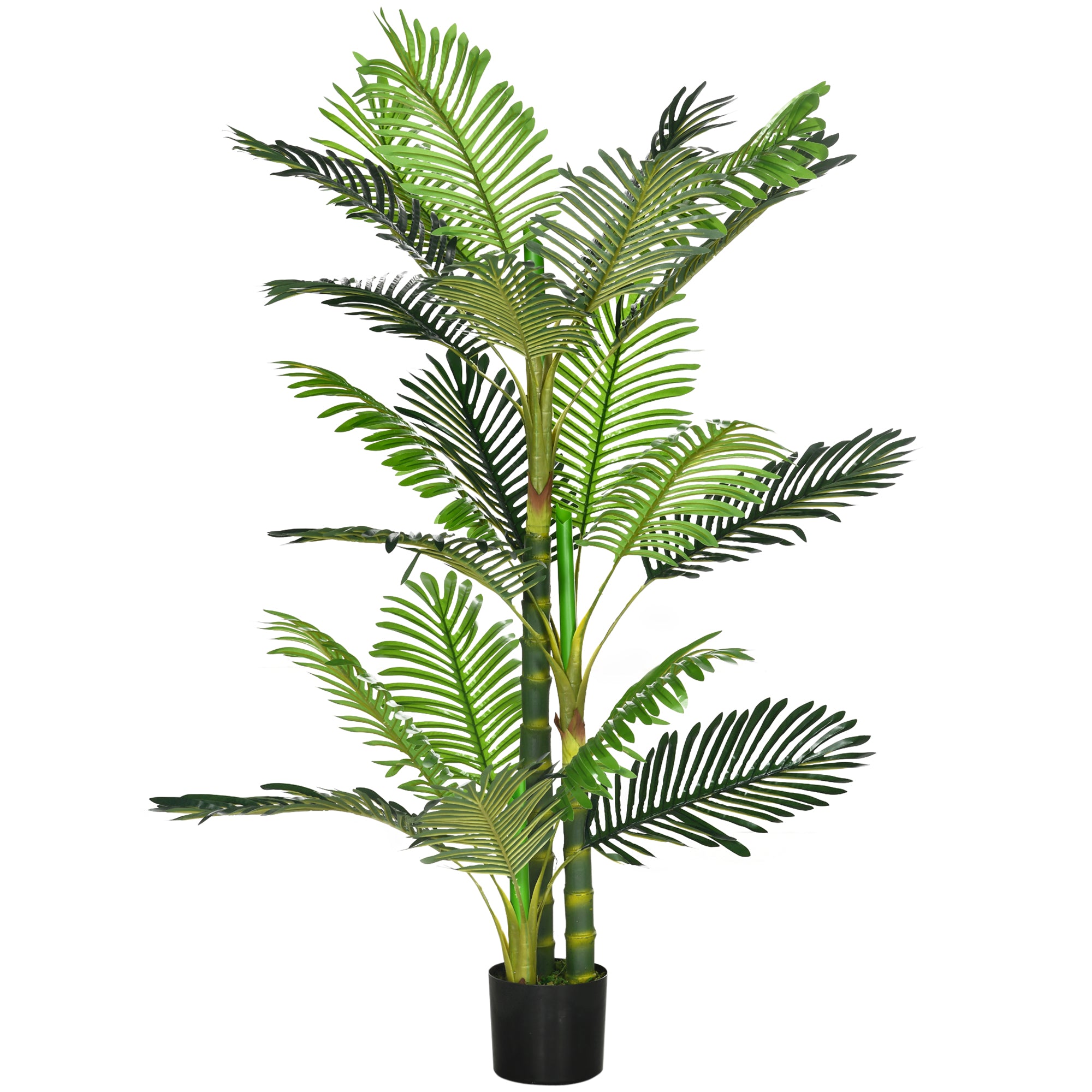 HOMCOM Kunstpflanze, künstliche Palme, inkl. Übertopf; 19,5 cm x 19,5 cm x 150 cm, Grün + Schwarz