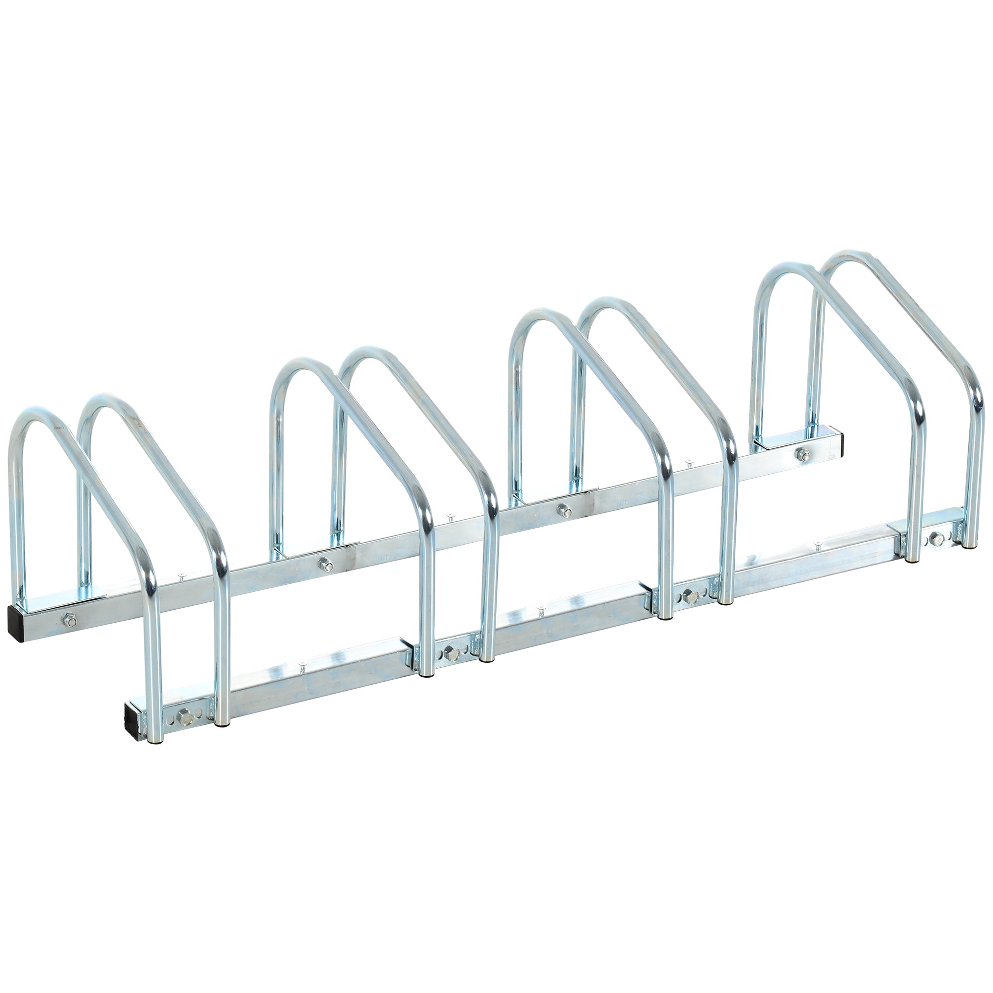 HOMCOM Fahrradständer für 4 Fahrräder, Boden- & Wandmontage, 110x33x27cm, Silber