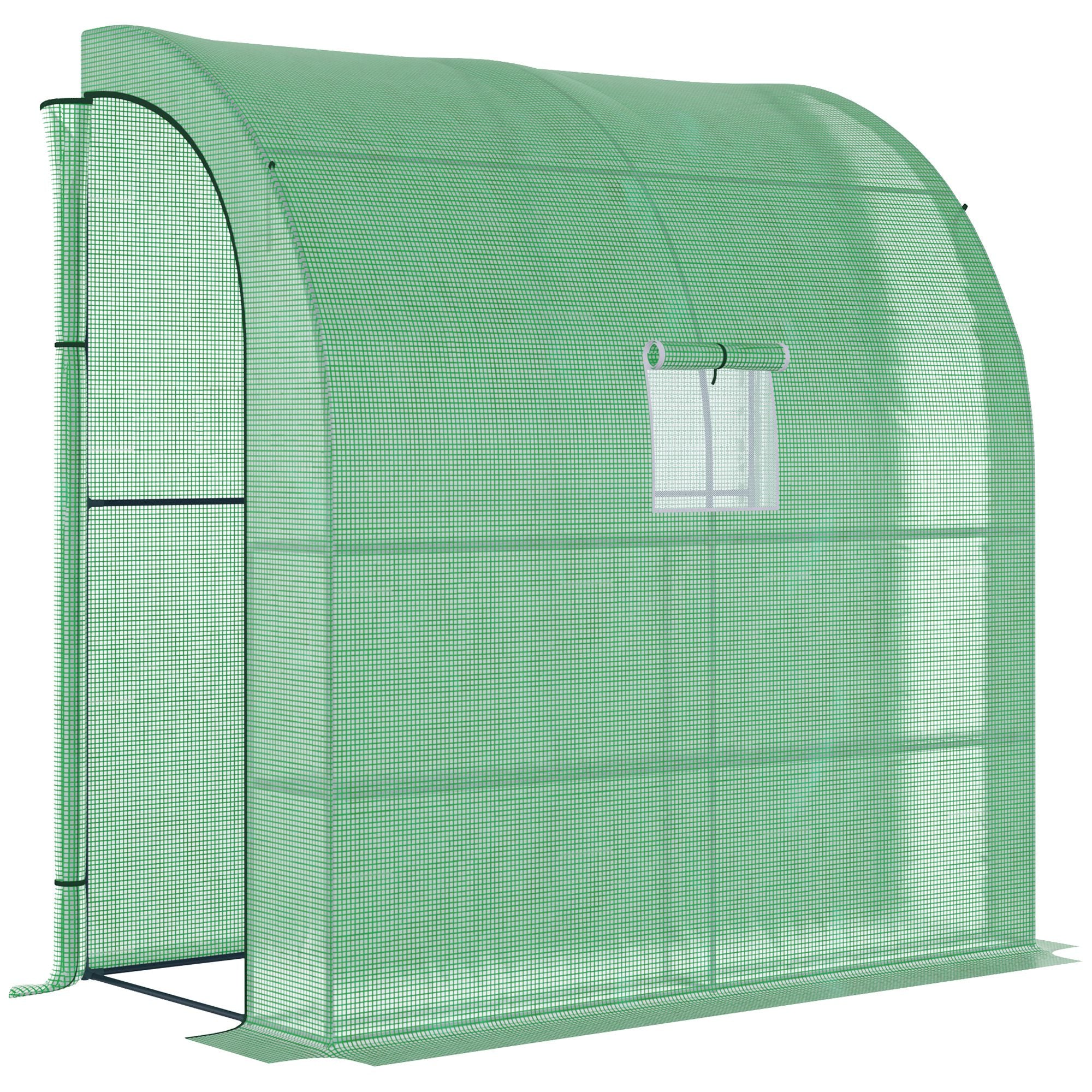 Outsunny Foliengewächshaus Tomatengewächshaus mit Mesh Fenster, Treibhaus mit aufrollbaren Türen, Anzuchthaus mit UV Schutz, Grün, 200 x 100 x 215 cm