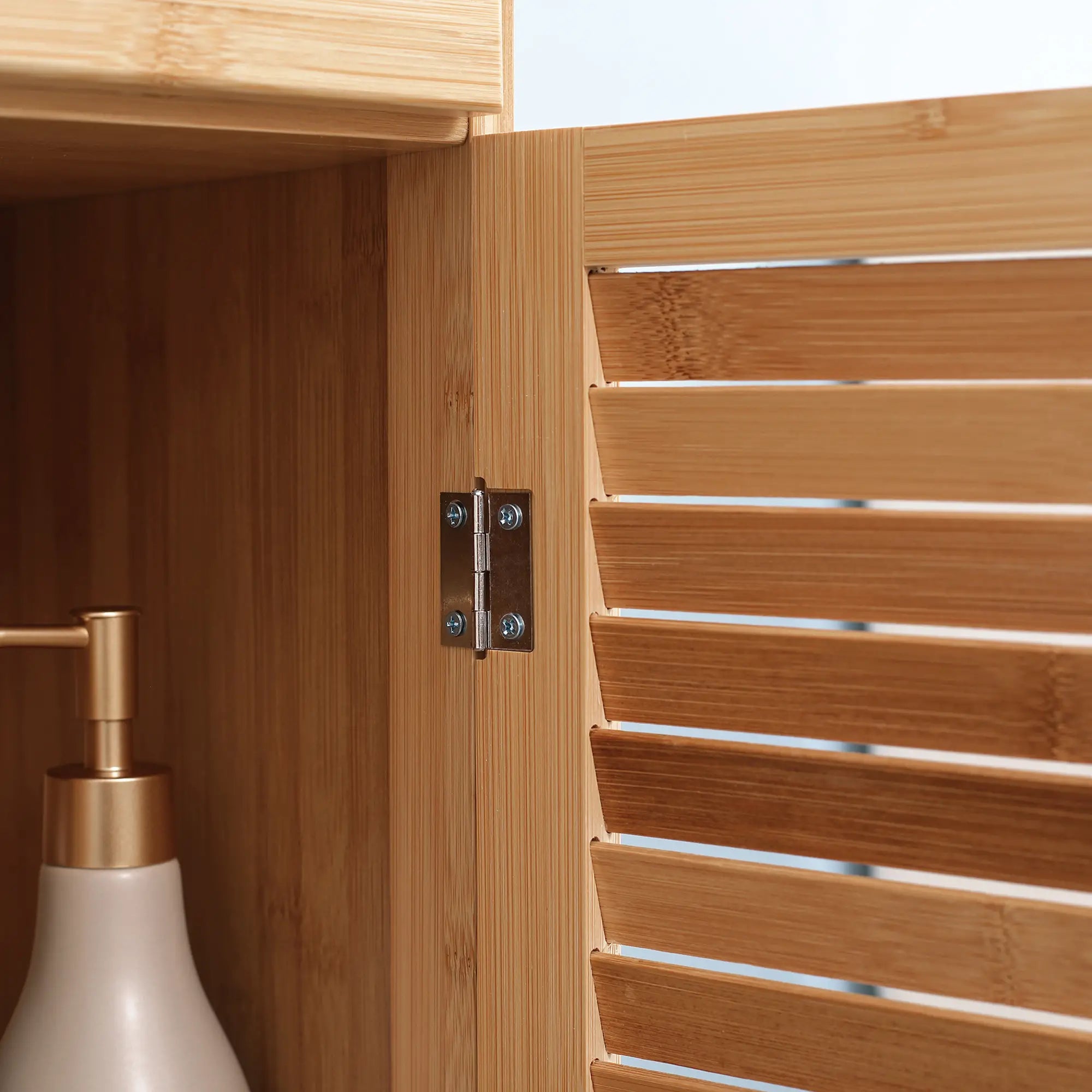 kleankin Badezimmerschrank viel Stauraum kompakt Bambus Naturholz