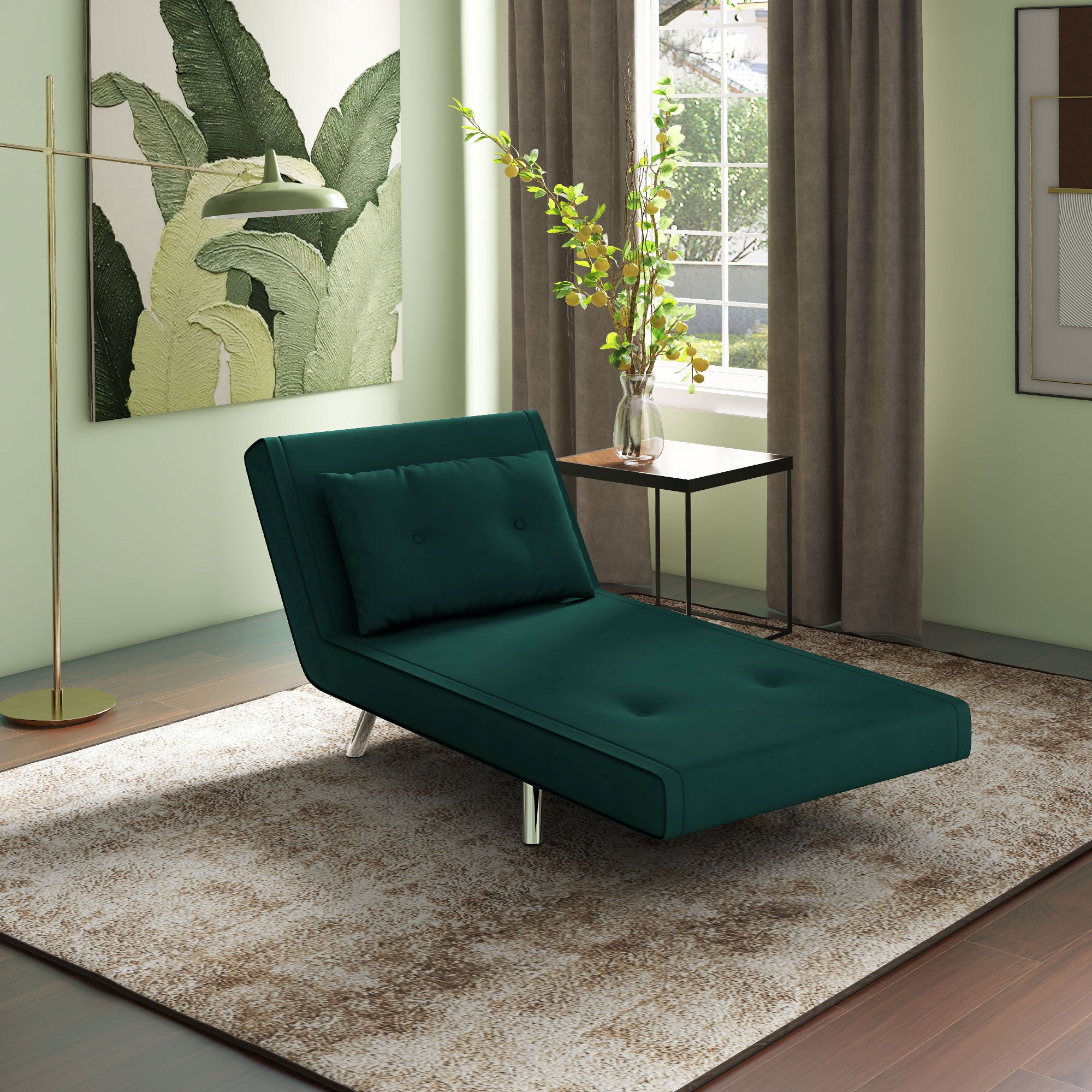 HOMCOM Liegesessel Sessel mit Liegefunktion Schlafsessel, Knopfheftung, Leinenoptik, 77 cm x 88 cm x 83 cm, Grün