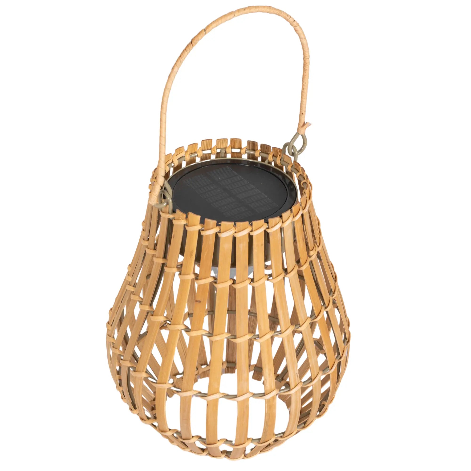 Outsunny Solar Gartenlampe USB aufladbar Bambus-Lampenschirm