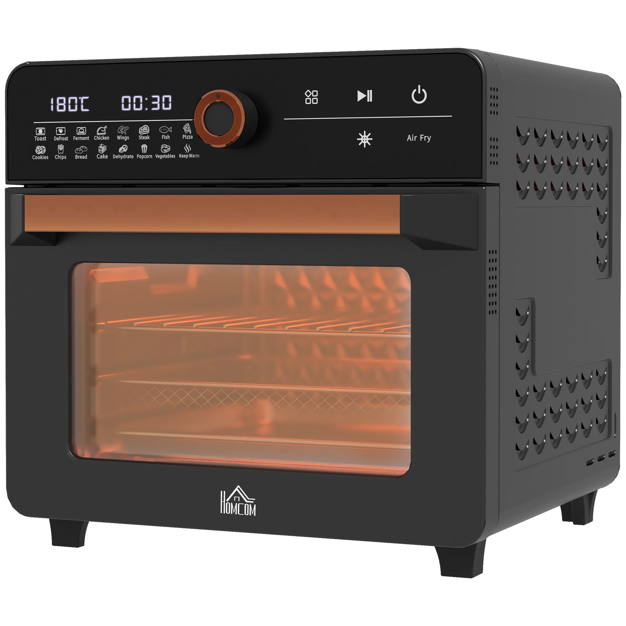 HOMCOM Minibackofen, 20 L, Mini-Ofen, 40-220°C, 17 Modi, Timer, 36 x 37 x 34,5 cm, Schwarz