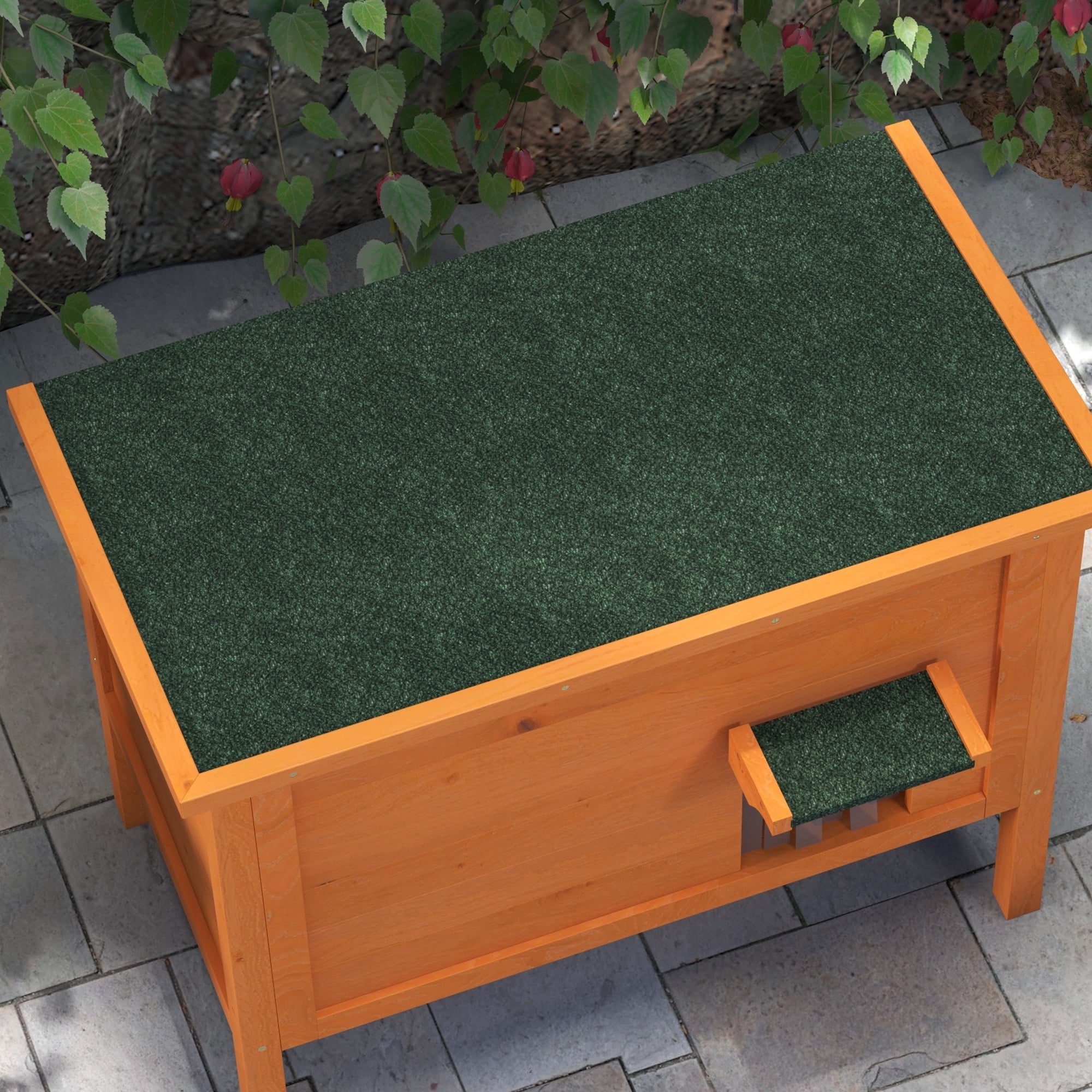 PawHut Katzenhaus Outdoor-Katzenhaus Katzenhütte, wetterbeständig, 1 Fenster, 1 Eingang, 85 x 50 x 68,5 cm, Orange+Grün