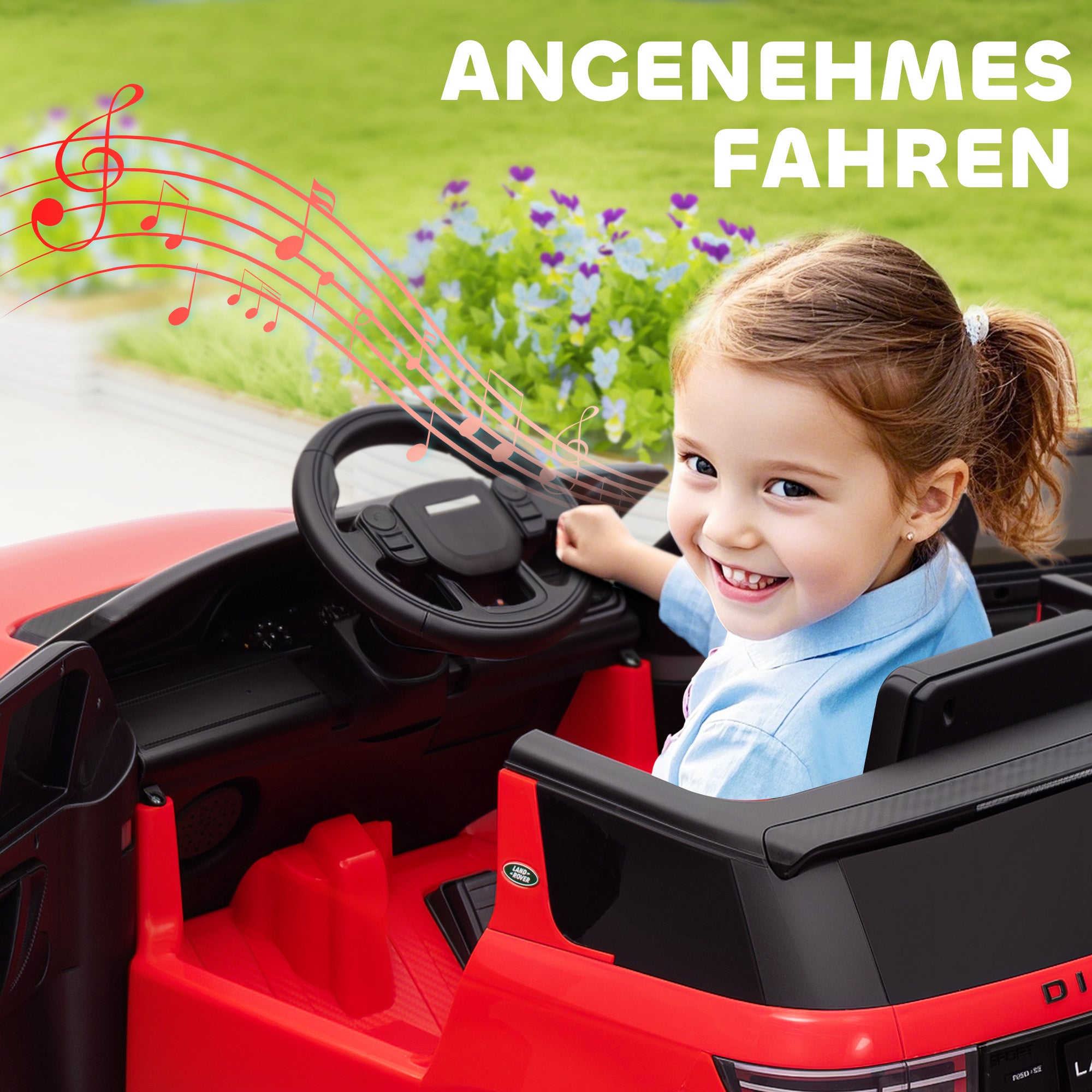 AIYAPLAY Kinder-Elektroauto, 12V Kinderfahrzeug mit Fernbedienung, LED-Lichtern, Musik und Hupe, 3-6 Jahre, Rot