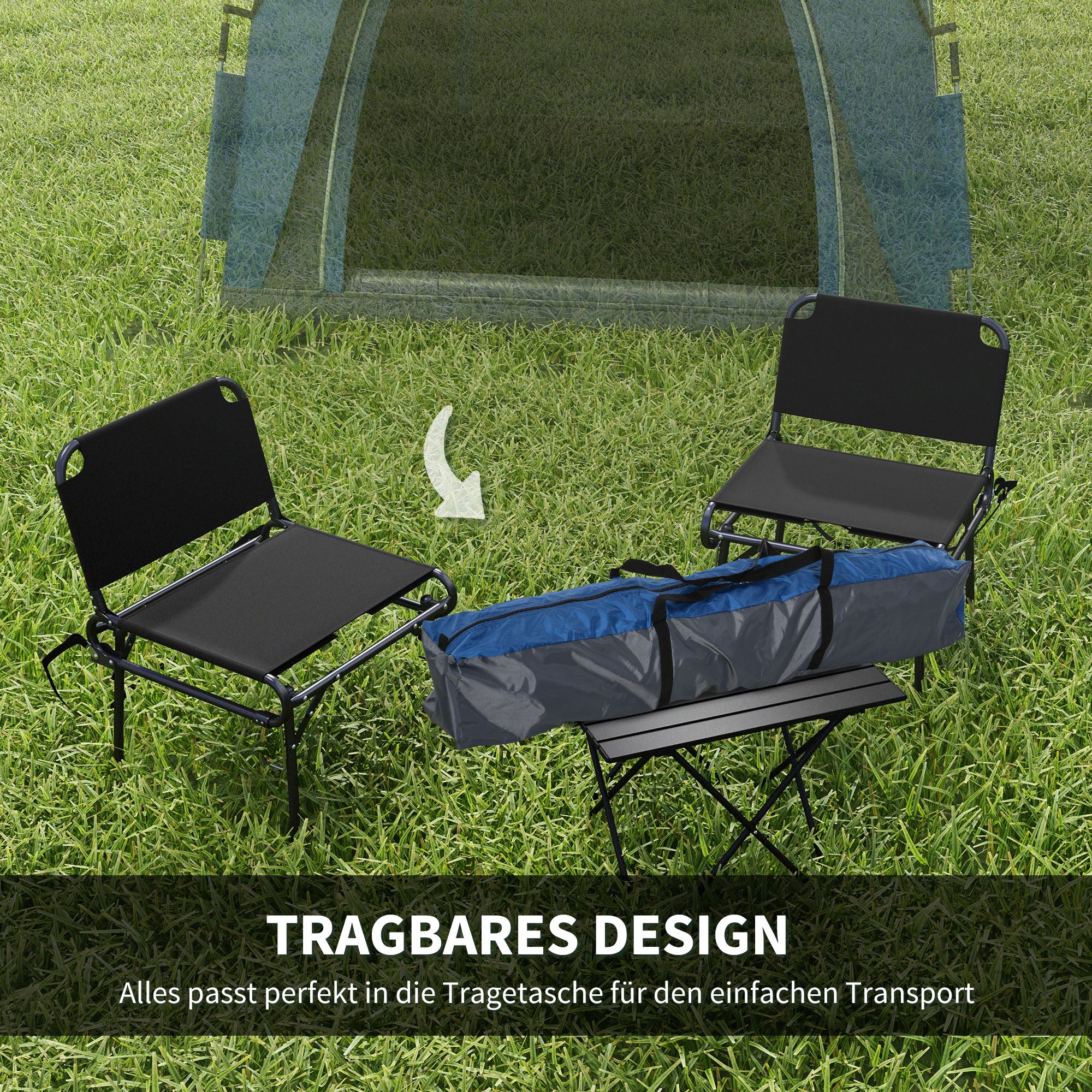 Outsunny Pop Up Kuppelzelt für 4 Personen leicht, stabil wasserdicht UV 50+ mit Haken Tür Fenster, Bodenplane