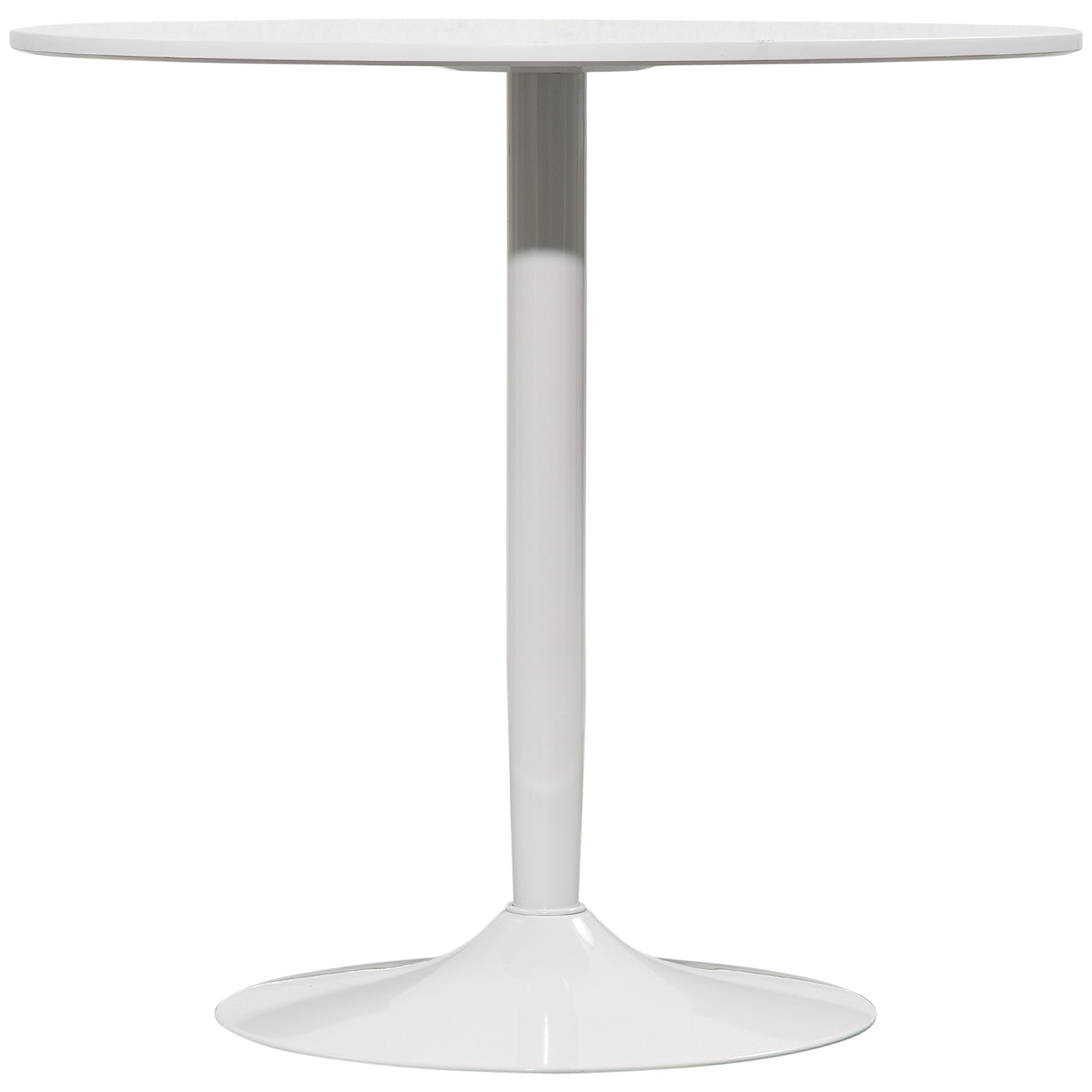 HOMCOM Esstisch für 2 Personen, runde Tischplatte Ø80 cm, MDF und Stahl, rutschfest, Weiß, 75H cm
