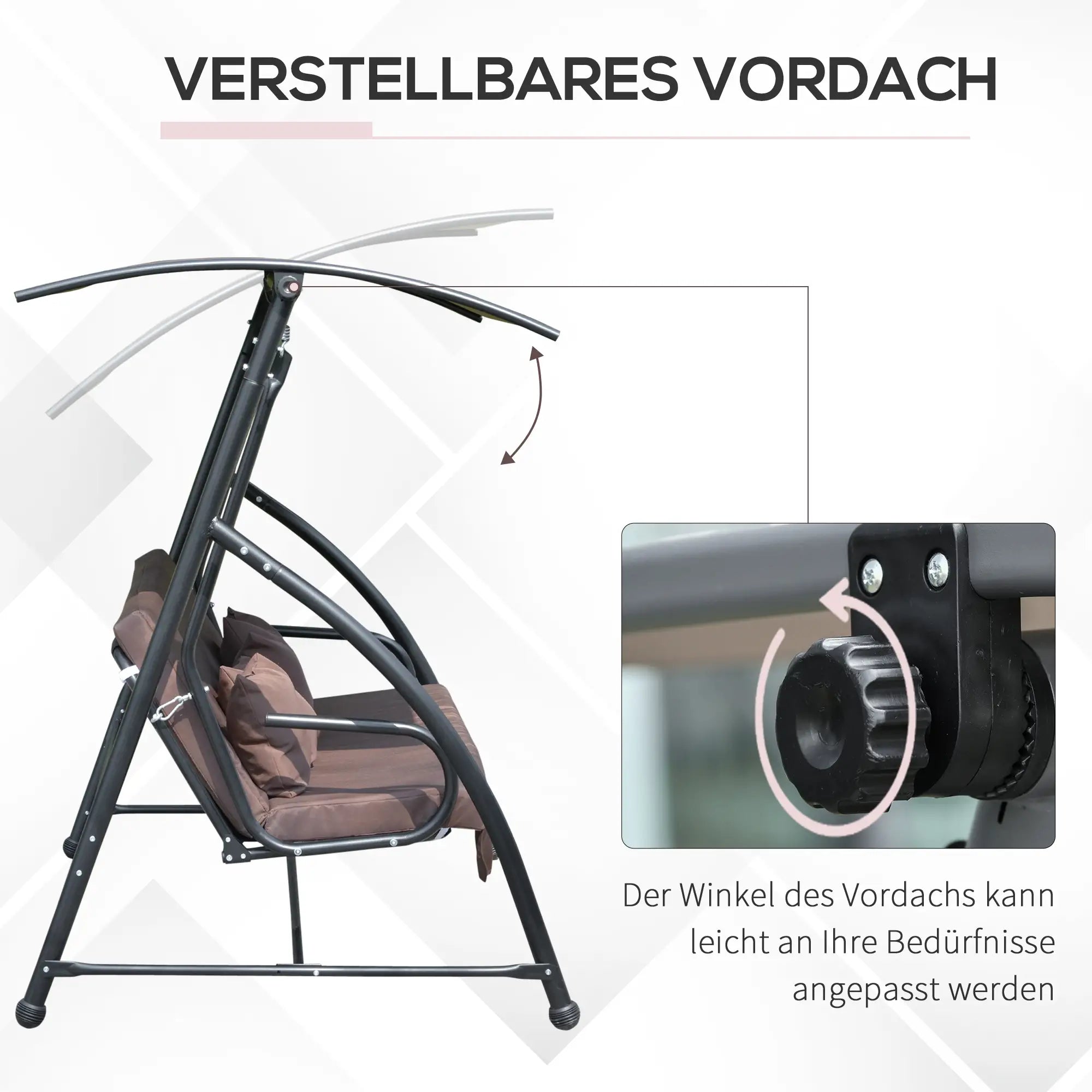 Outsunny Hollywoodschaukel 3-Sitzer Liegefunktion Sonnendach