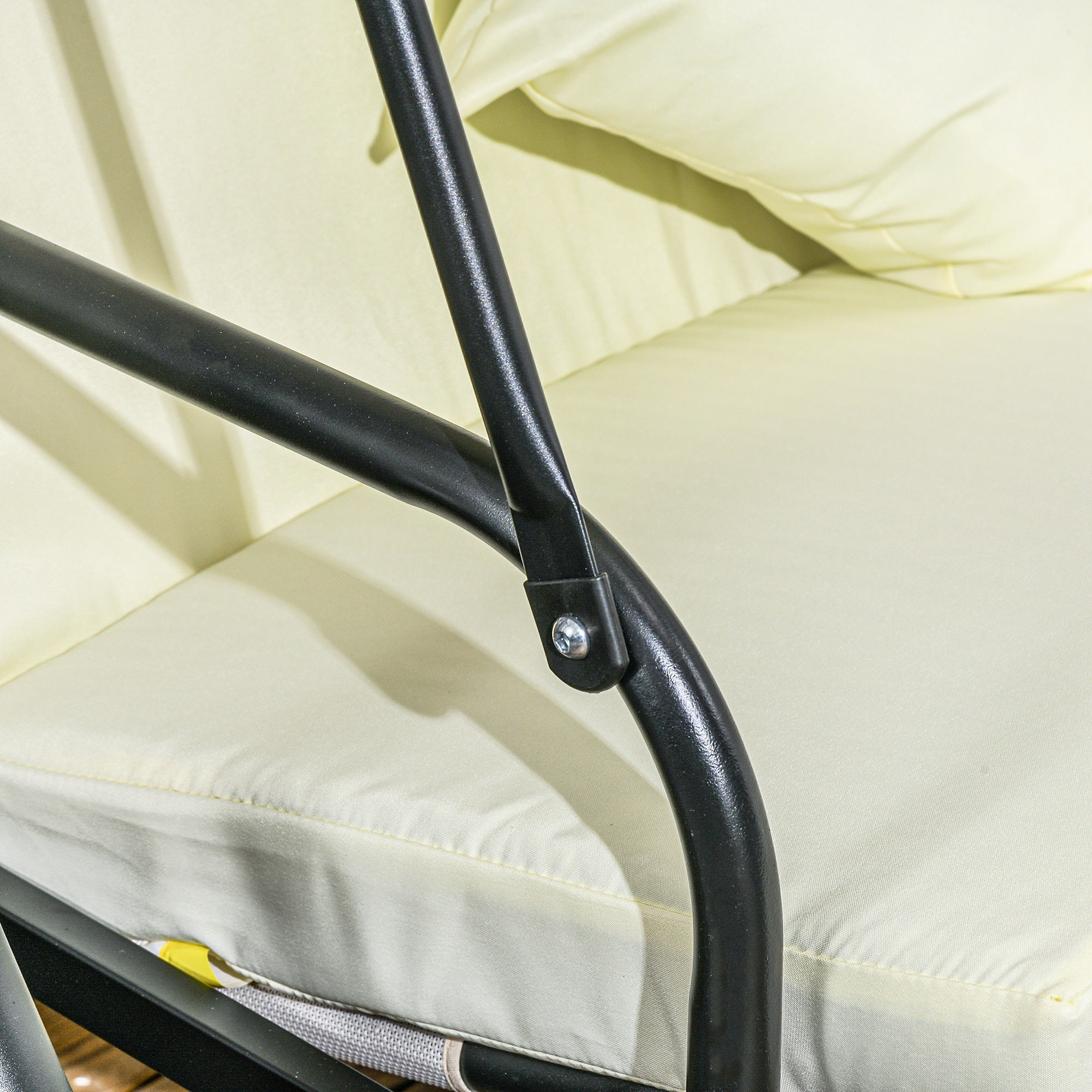 Outsunny Hollywoodschaukel, Schaukelbank mit Liege-Funktion, 3 Sitzer, Metall+Polyester, 200 x 125 x 170 cm, Weiß