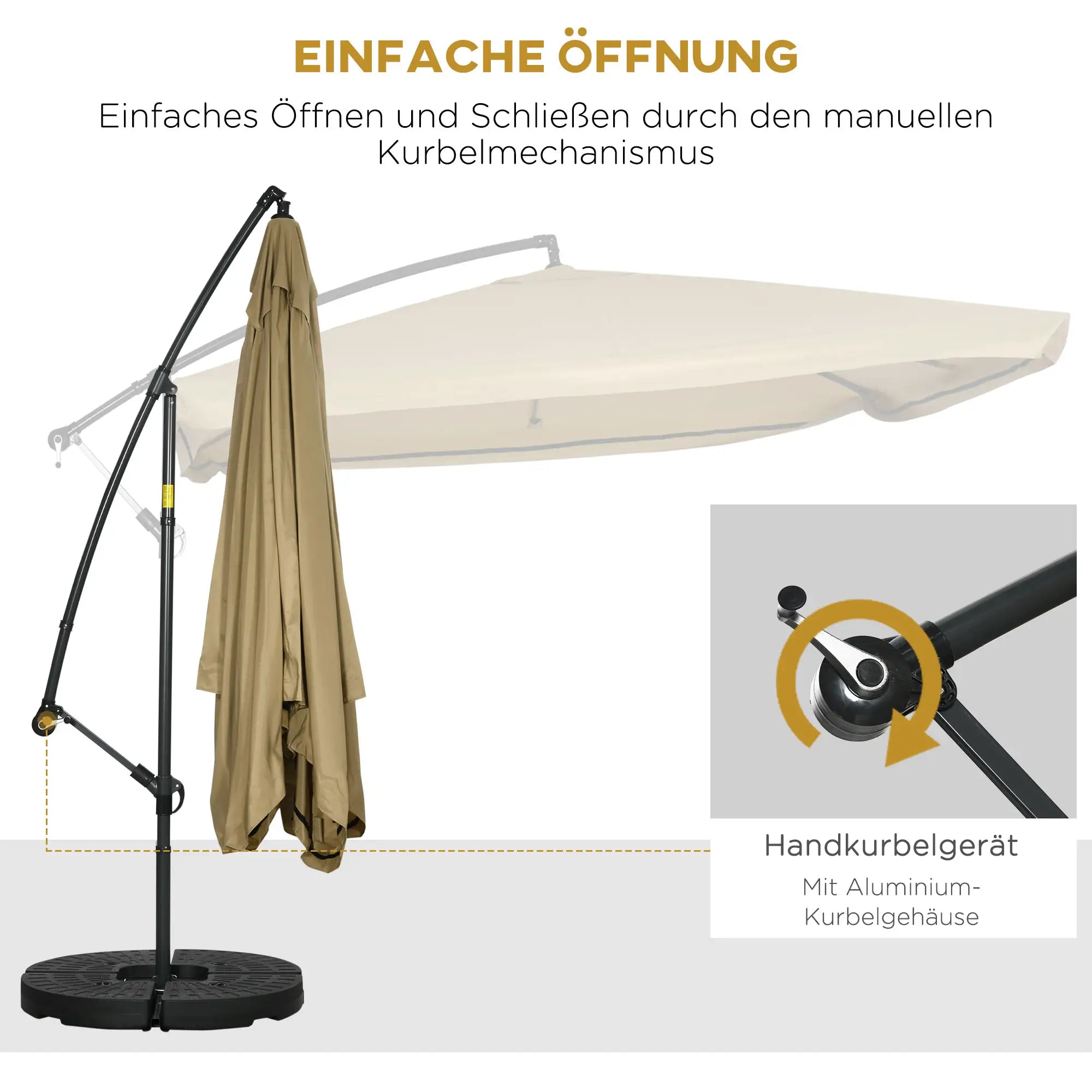 Outsunny Ampelschirm Gartenschirm mit Moskitonetz Handkurbel