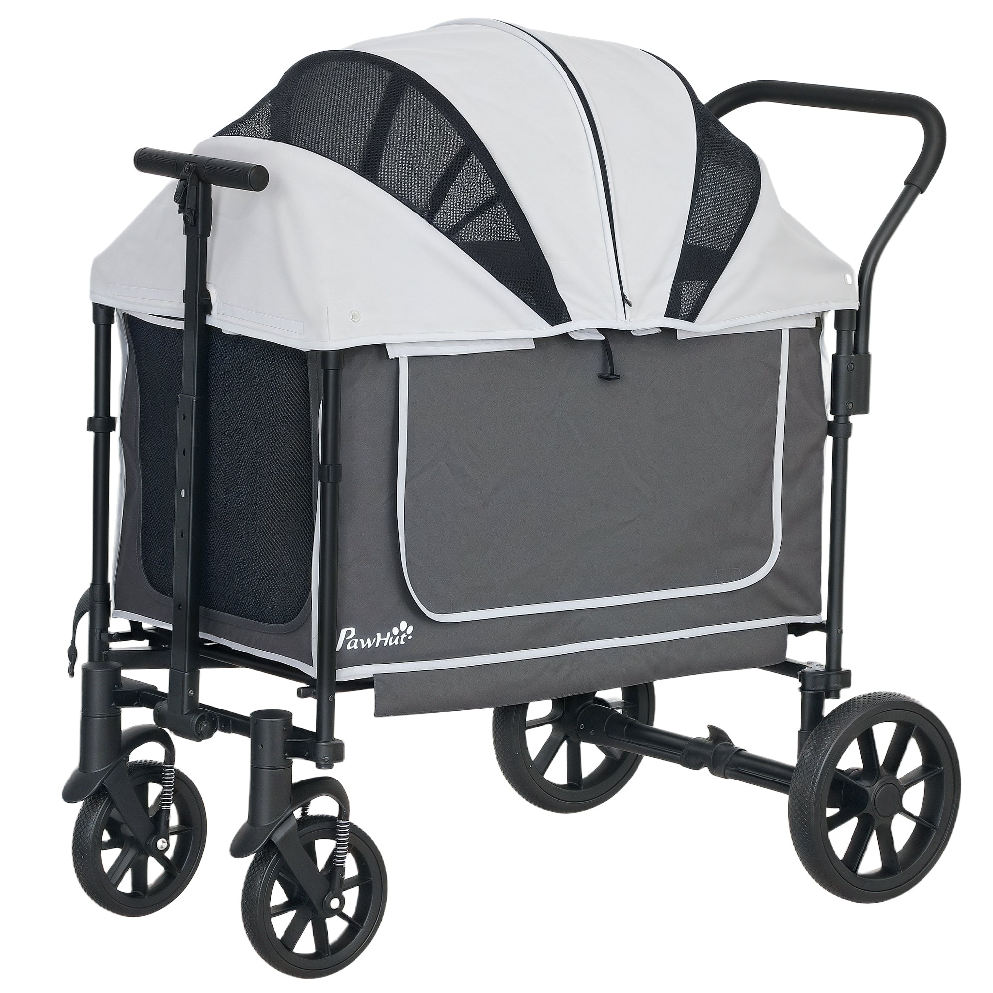 PawHut Hundewagen Hundebuggy klappbar für Hunde & Katzen bis 30 kg 110 x 65 x 102 cm Dunkelgrau