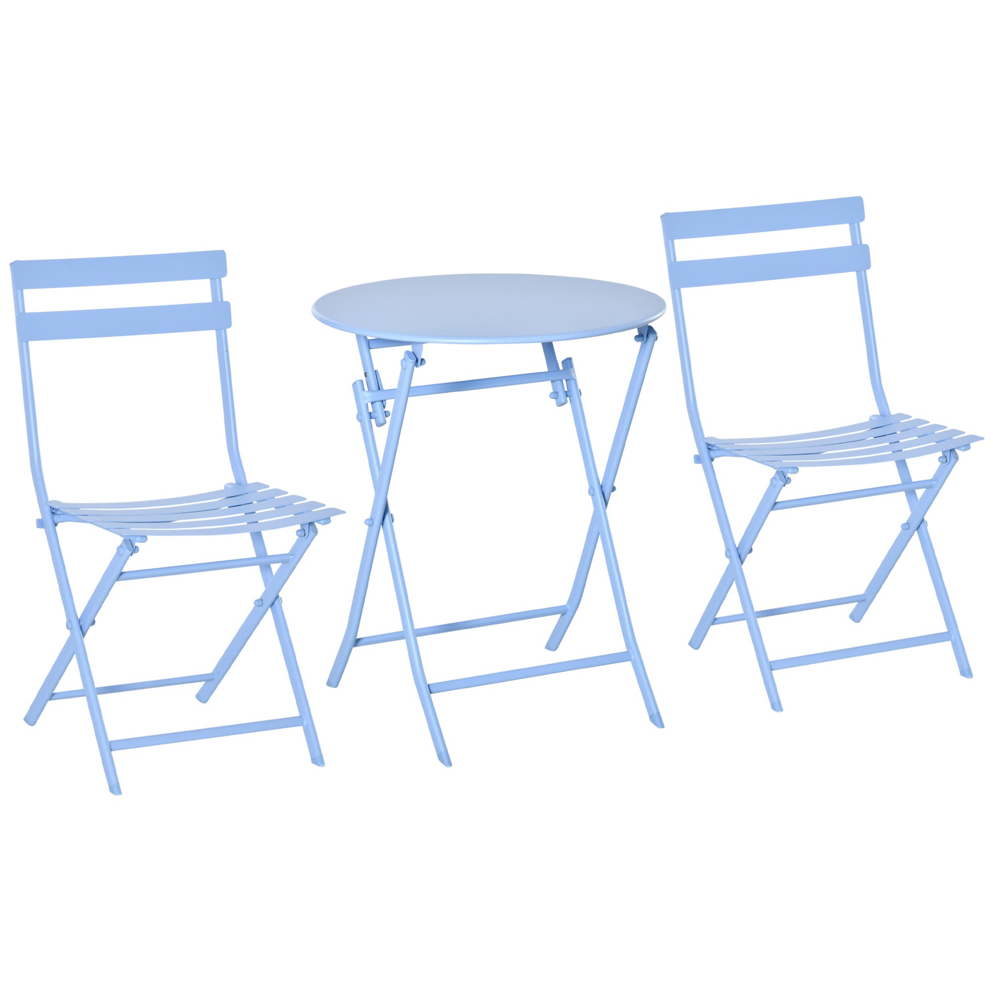 Outsunny Bistroset für 2 Personen Balkonmöbel Set patio Hof Garten Hellblau