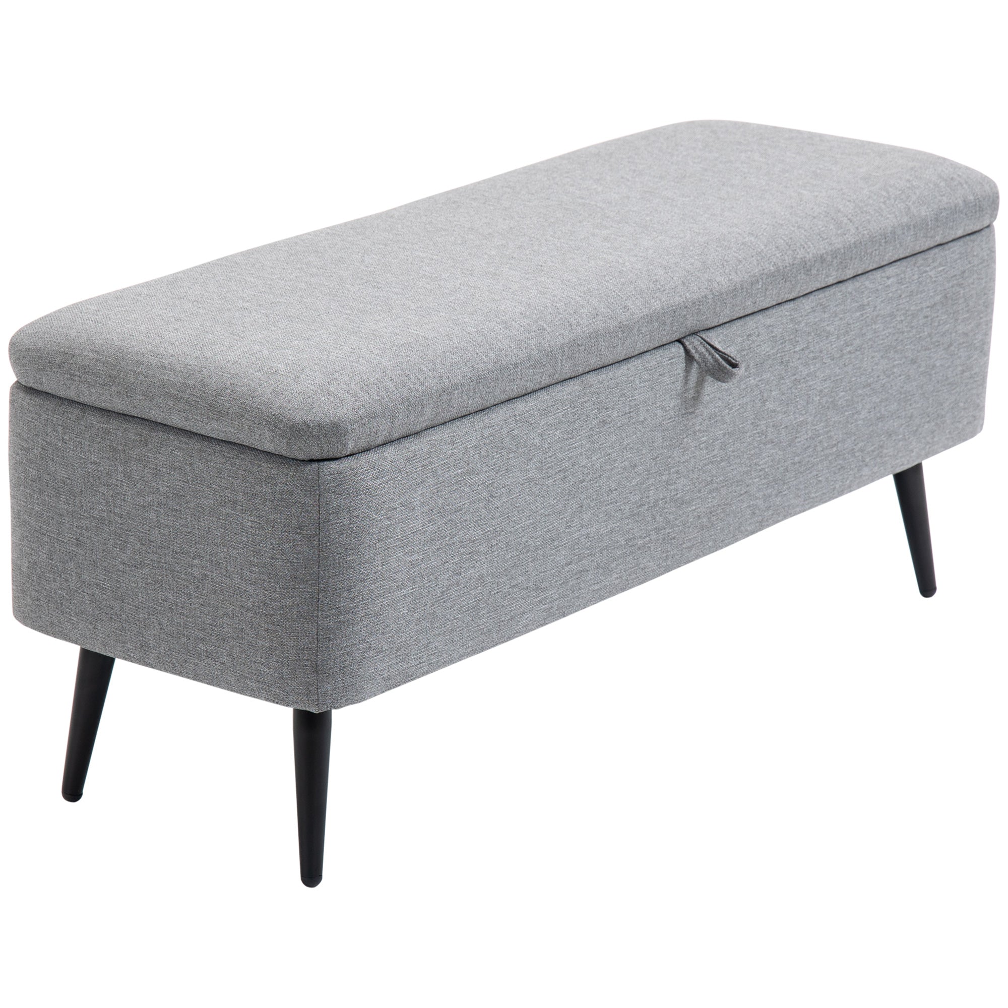 HOMCOM Sitzbank, Sitztruhe, Polsterbank, Leinenoptik, bis 150kg, 101x38,5x44,5 cm, Grau
