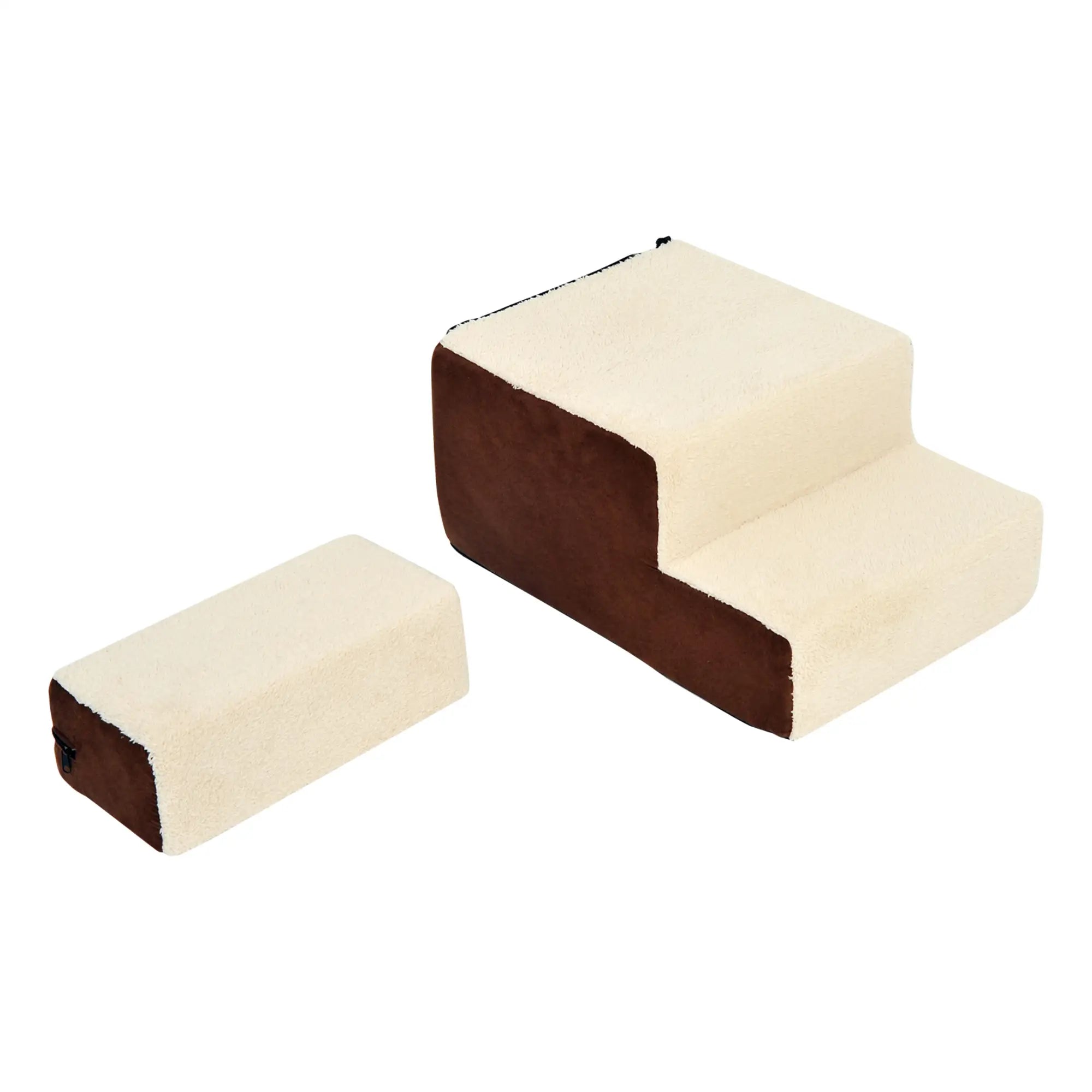 PawHut Hundetreppe mit abnehmbarer Stufe und Kuschelplüsch