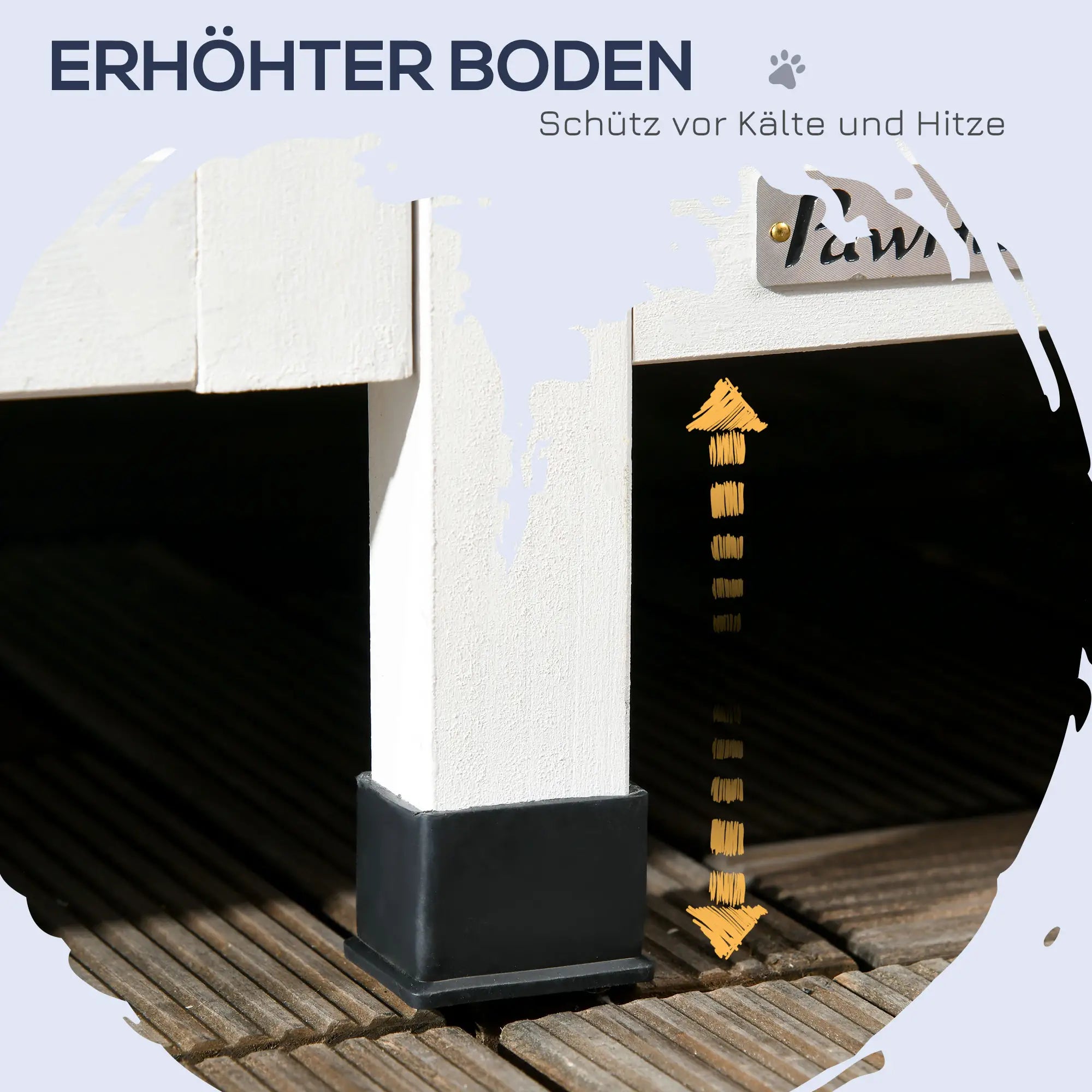 PawHut Outdoor-Katzenhaus, zweistöckig, Bodenabstand, Naturholz, Asphaltdach, grau, 96 x 65 x 85,5 cm