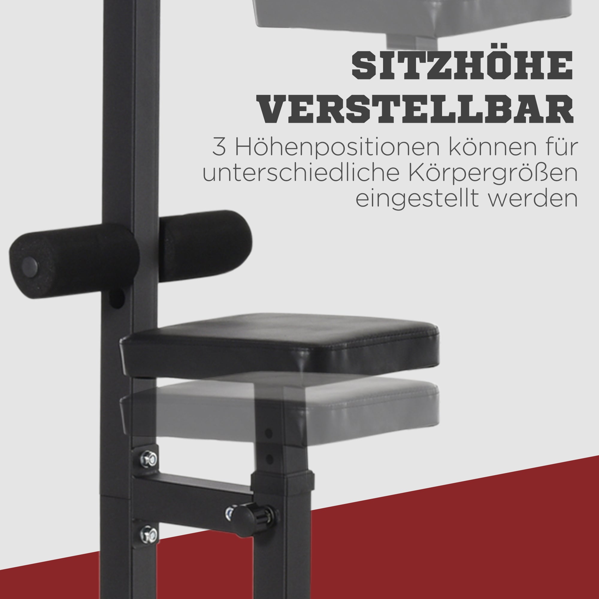 HOMCOM Kraftstation mit Riemenscheibe Sitz verstellbar und mehreren Kabelpositionen Stahl Schwarz 107 x 120 x 190 cm