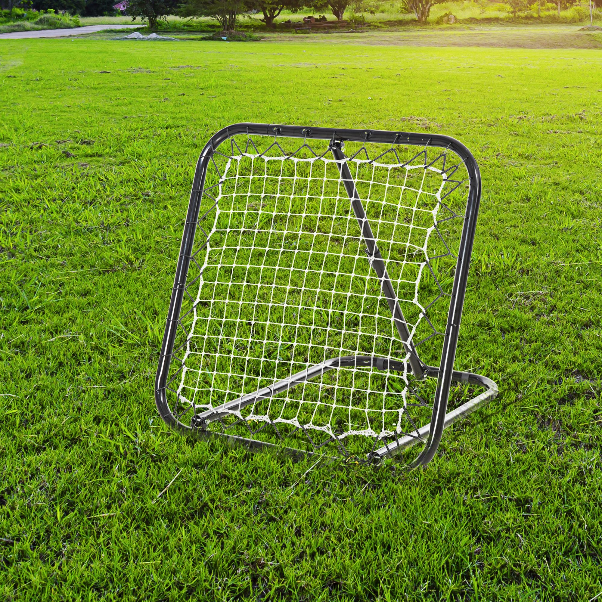 HOMCOM Rebounder für Fußball, 78 x 84 cm Prellwand mit Heringen, verstellbar in 5 Stufen, tragbar, Kickback Tor, Fußballtor für Jugendliche, Fußball Trainingszubehör für Baseball Training Weiß