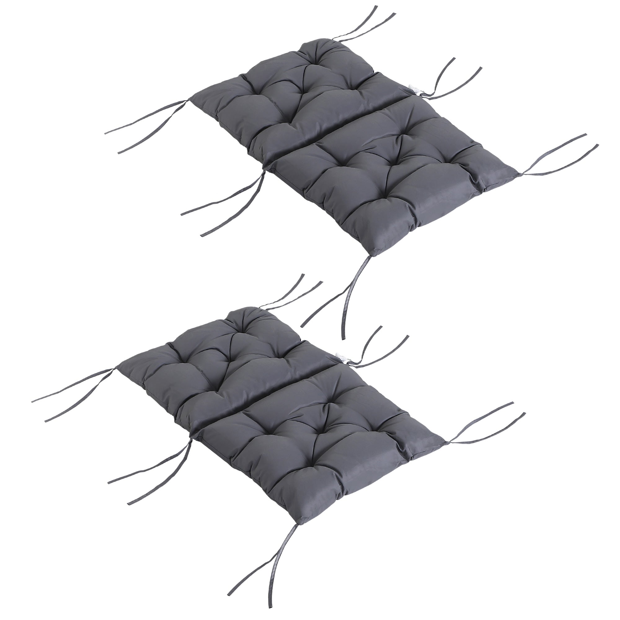 Outsunny 2er-Set Sitzkissen, 98cm x 50cm x 8cm Stuhlkissen mit Bänder, Polsterauflage, waschbar/Ergonomische Sitzpolster für Haus, Garten, Sofa, Grau