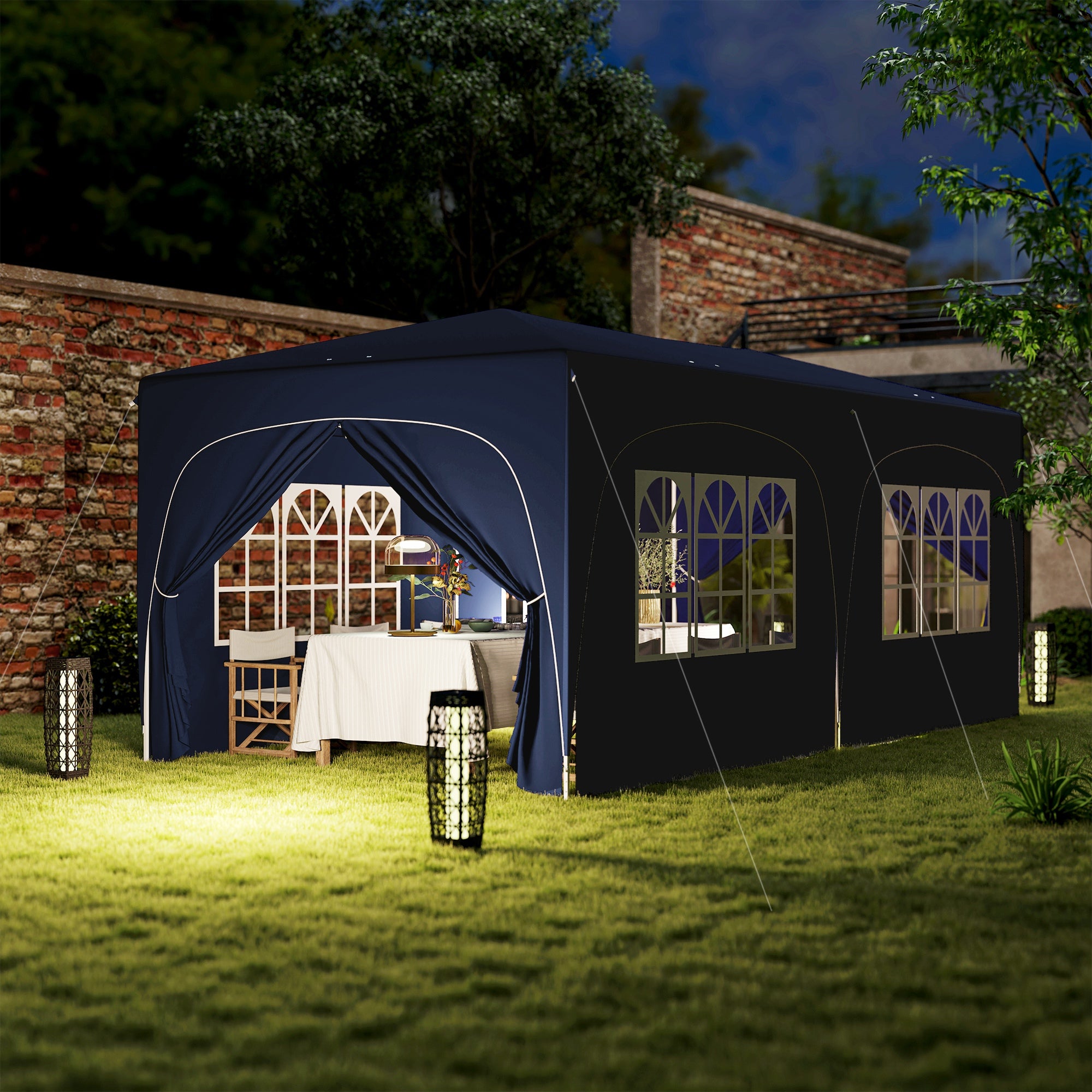 Outsunny 3 x 6 m Pop-up Pavillon mit Seitenwänden, UPF50+ höhenverstellbares Gartenzelt mit Tragetasche und Sandsäcken