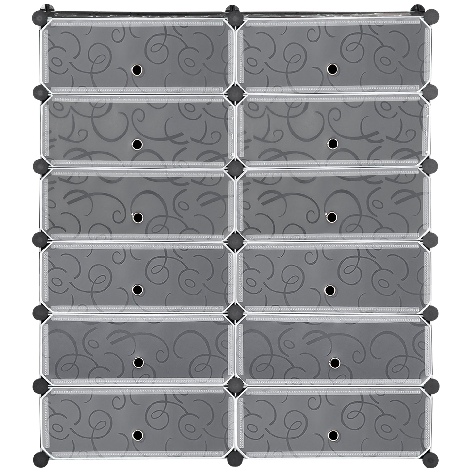 HOMCOM Schuhregal, 12 Aufbewahrungsboxen für 24 Paar Schuhe, Kunststoff, Schwarz+Weiß