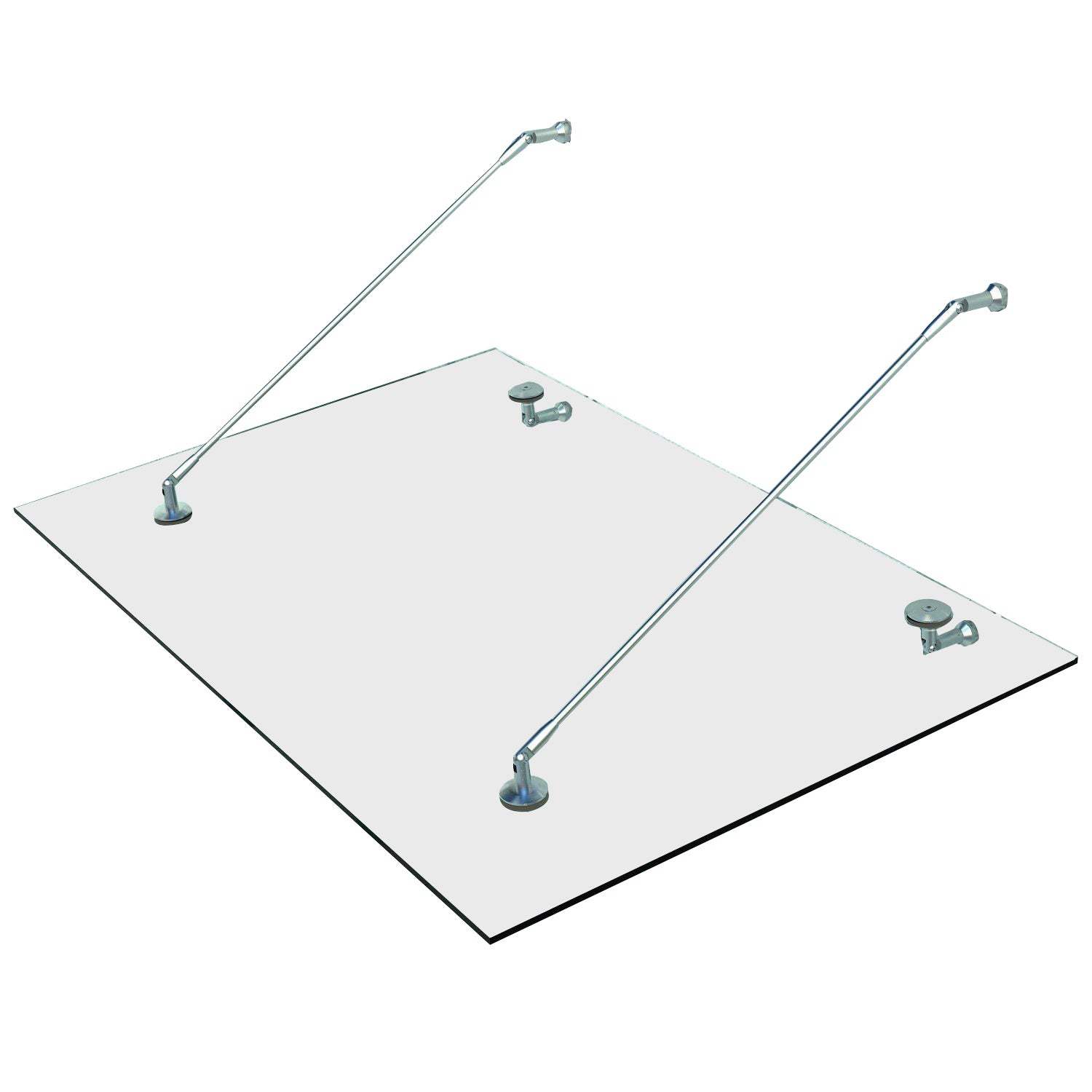 HOMCOM Vordach Glasvordach Türvordach, Gehärtetem Glas, 304 Edelstahl Klarglas 150 x 90 cm