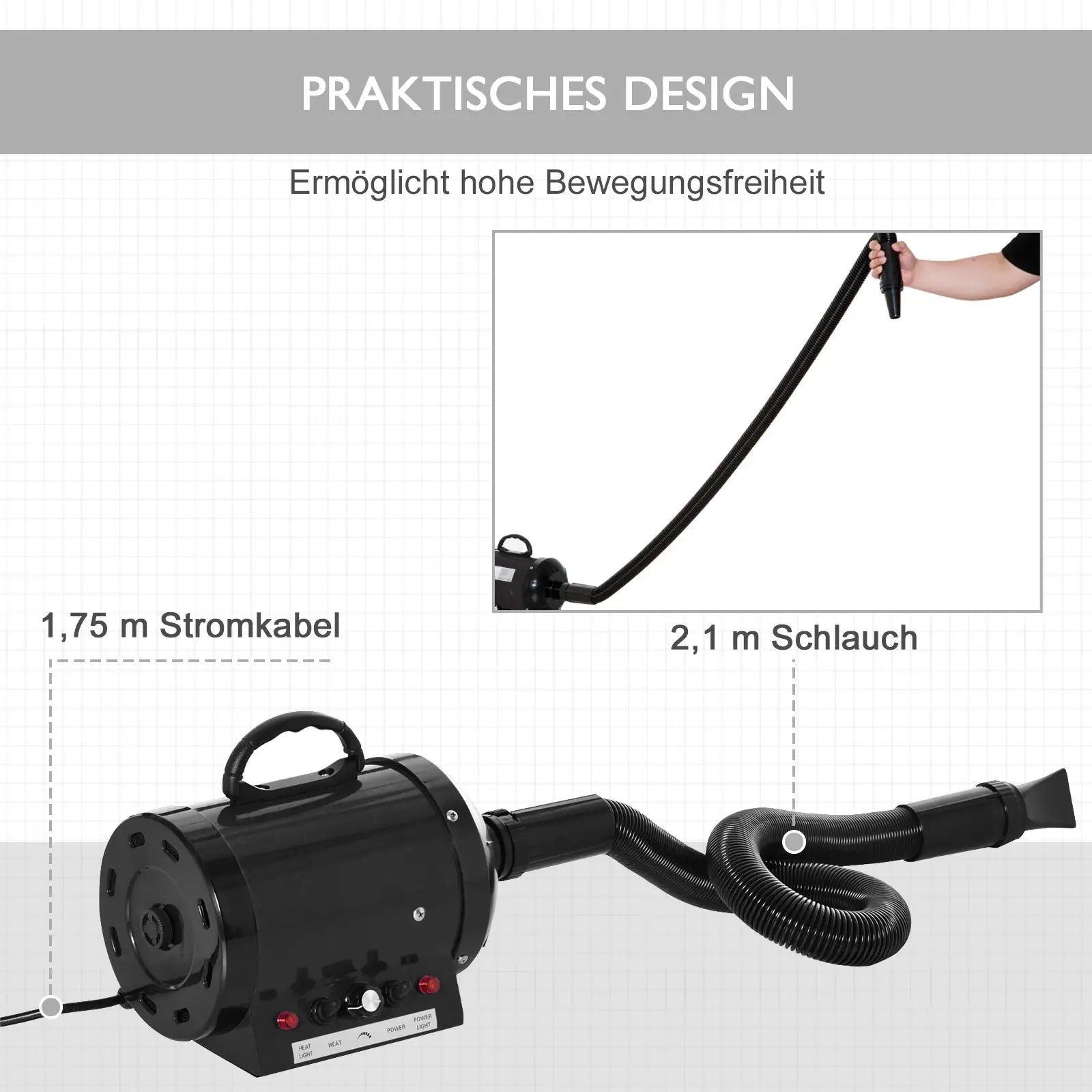 PawHut Hundefön 2800W leise stufenlos einstellbar