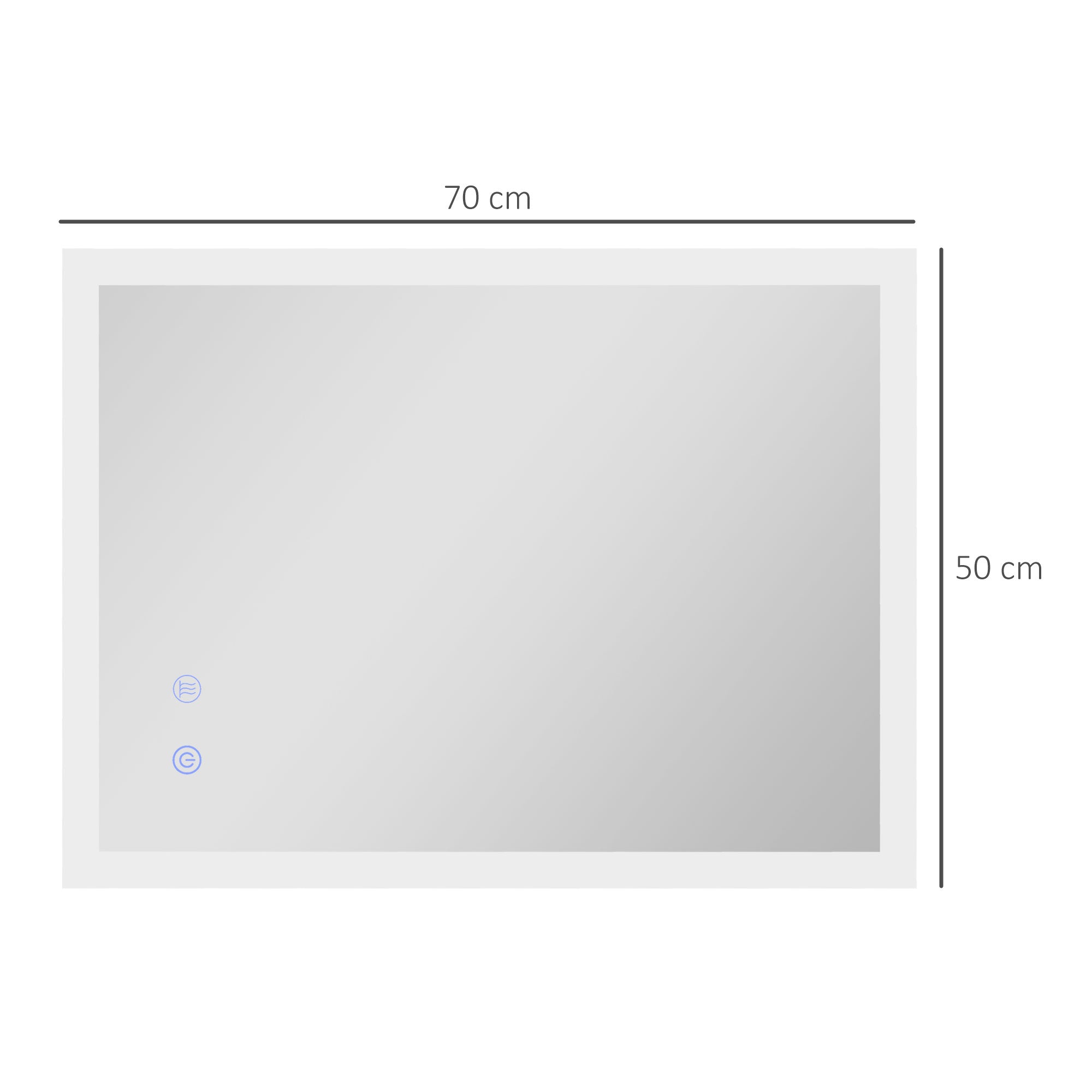 kleankin LED Badezimmerspiegel, Hintergrundbeleuchtung, Touch-Funktion, Memory-Funktion, kein Beschlagen, 70 x 50 cm